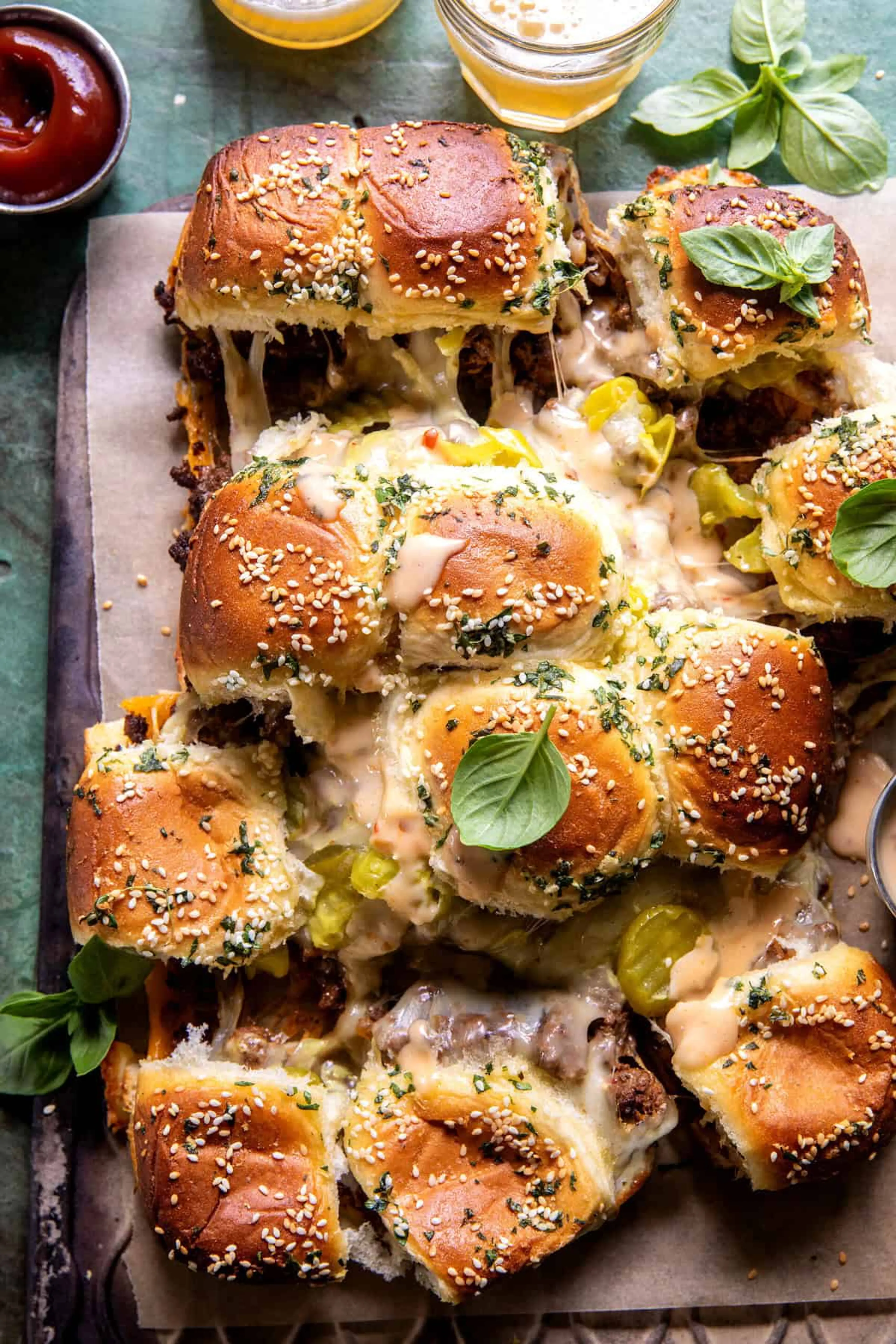 Pull Apart Cheeseburger Sliders.
