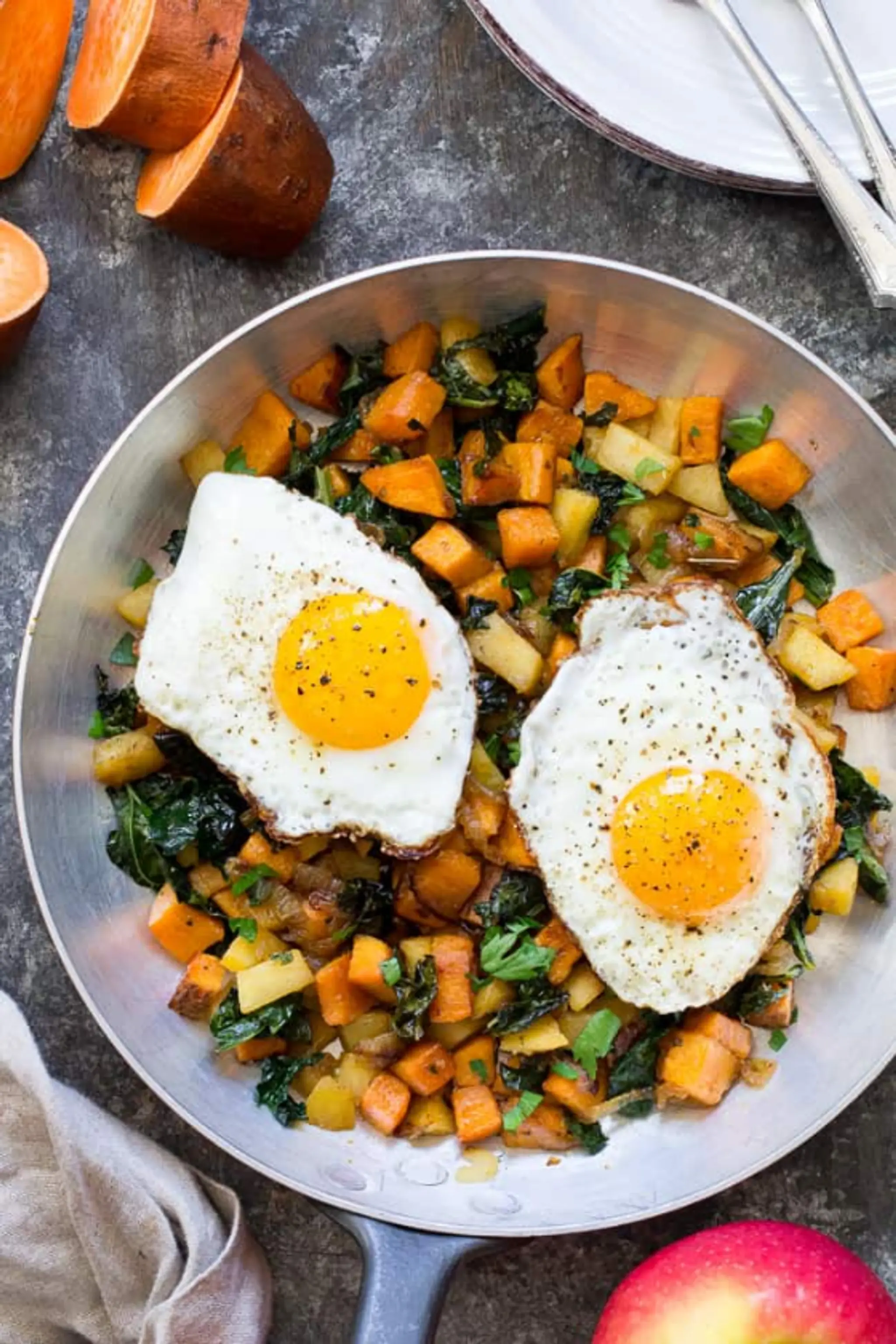 Sweet Potato Apple & Chard Hash