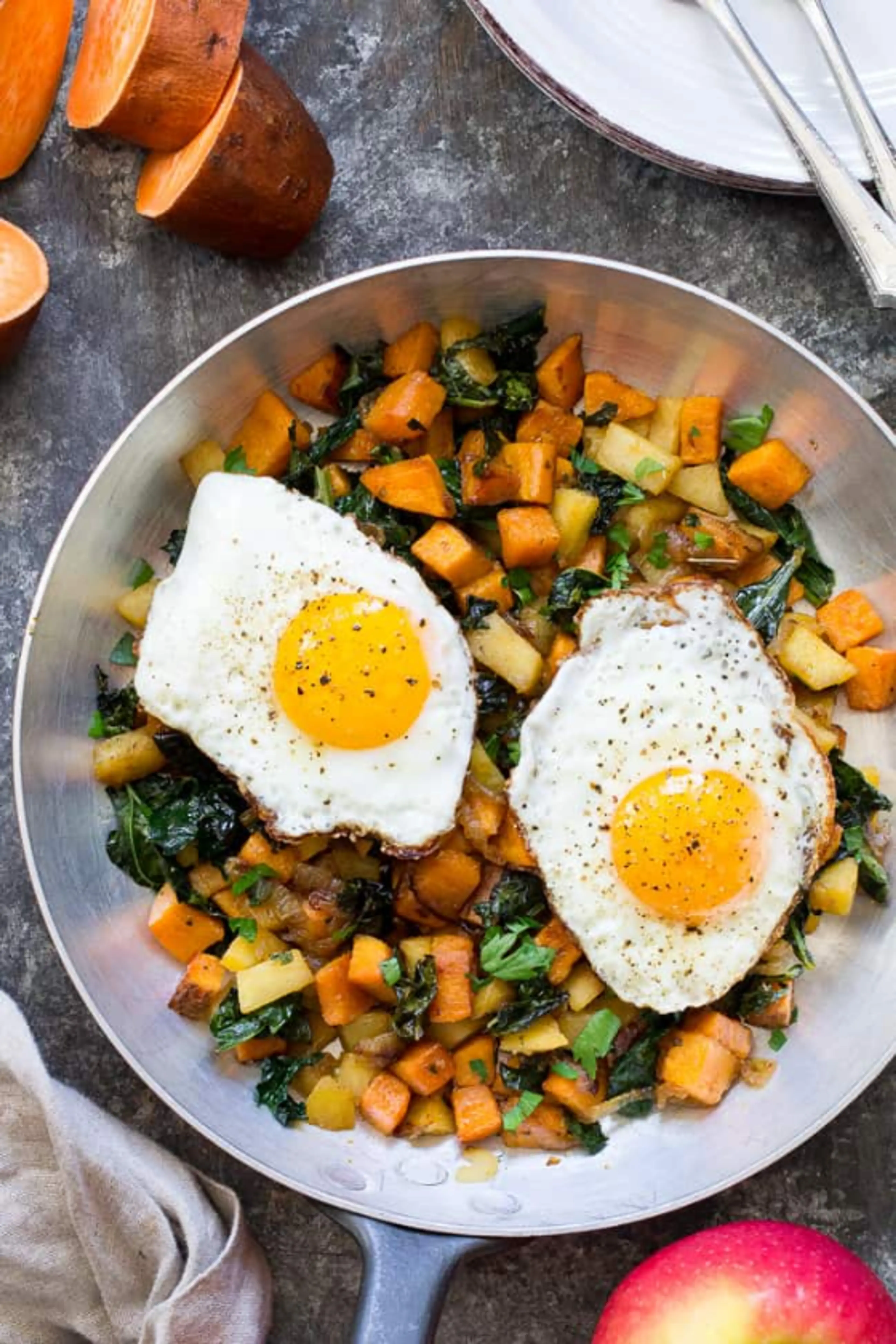 Sweet Potato Apple & Chard Hash