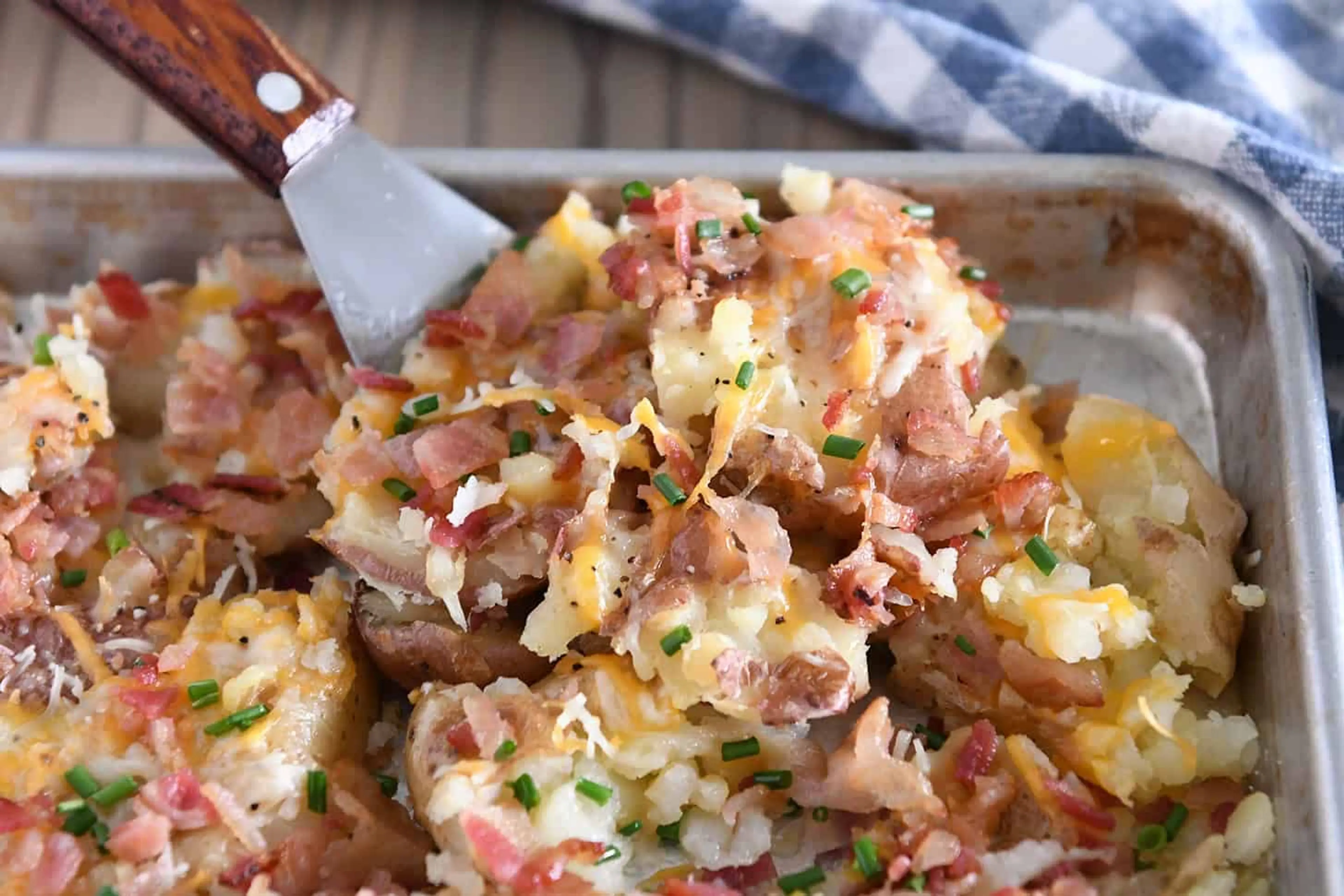 Cheesy Garlic Smashed Potatoes