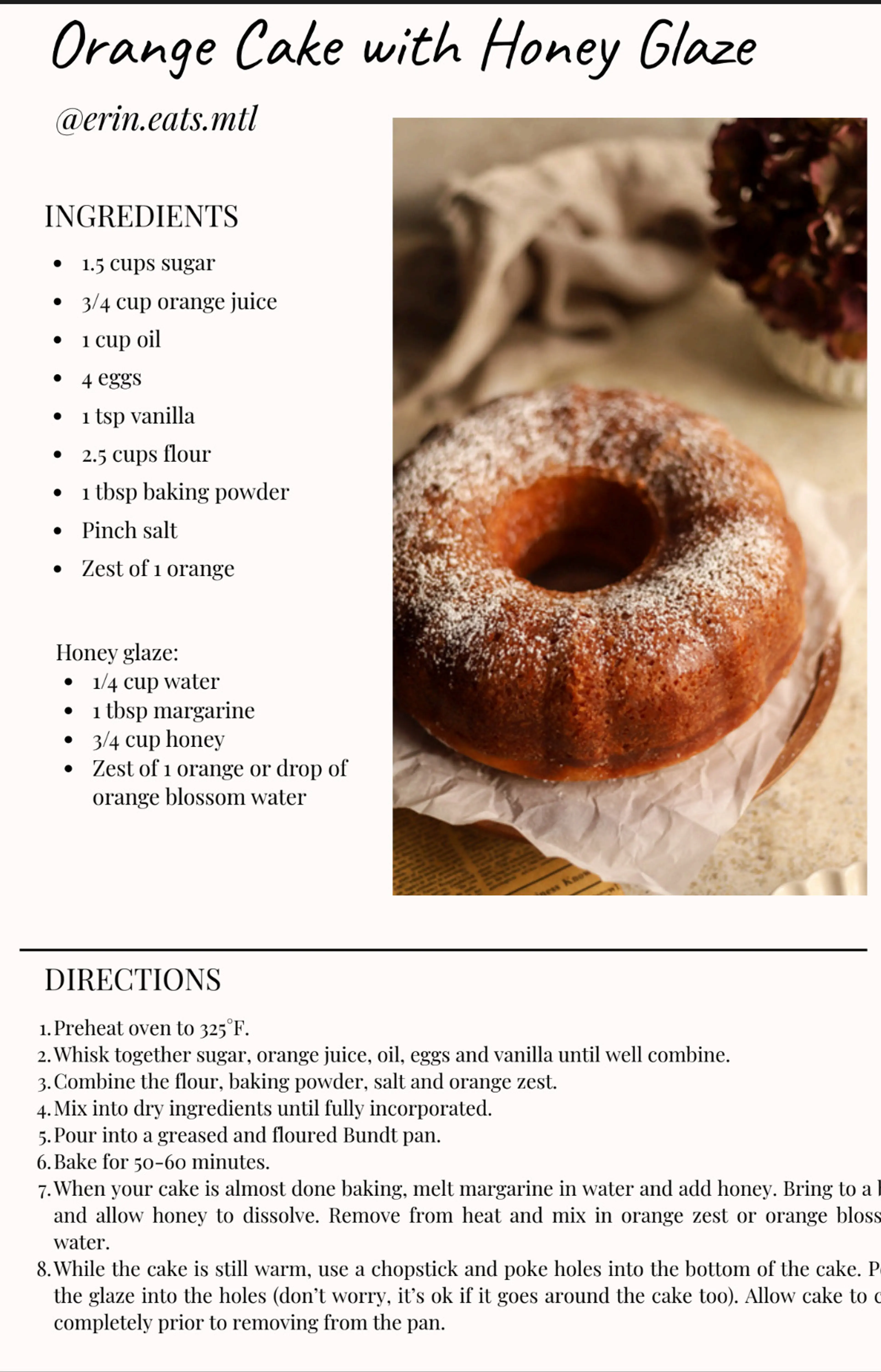 Orange Cake with Honey Glaze