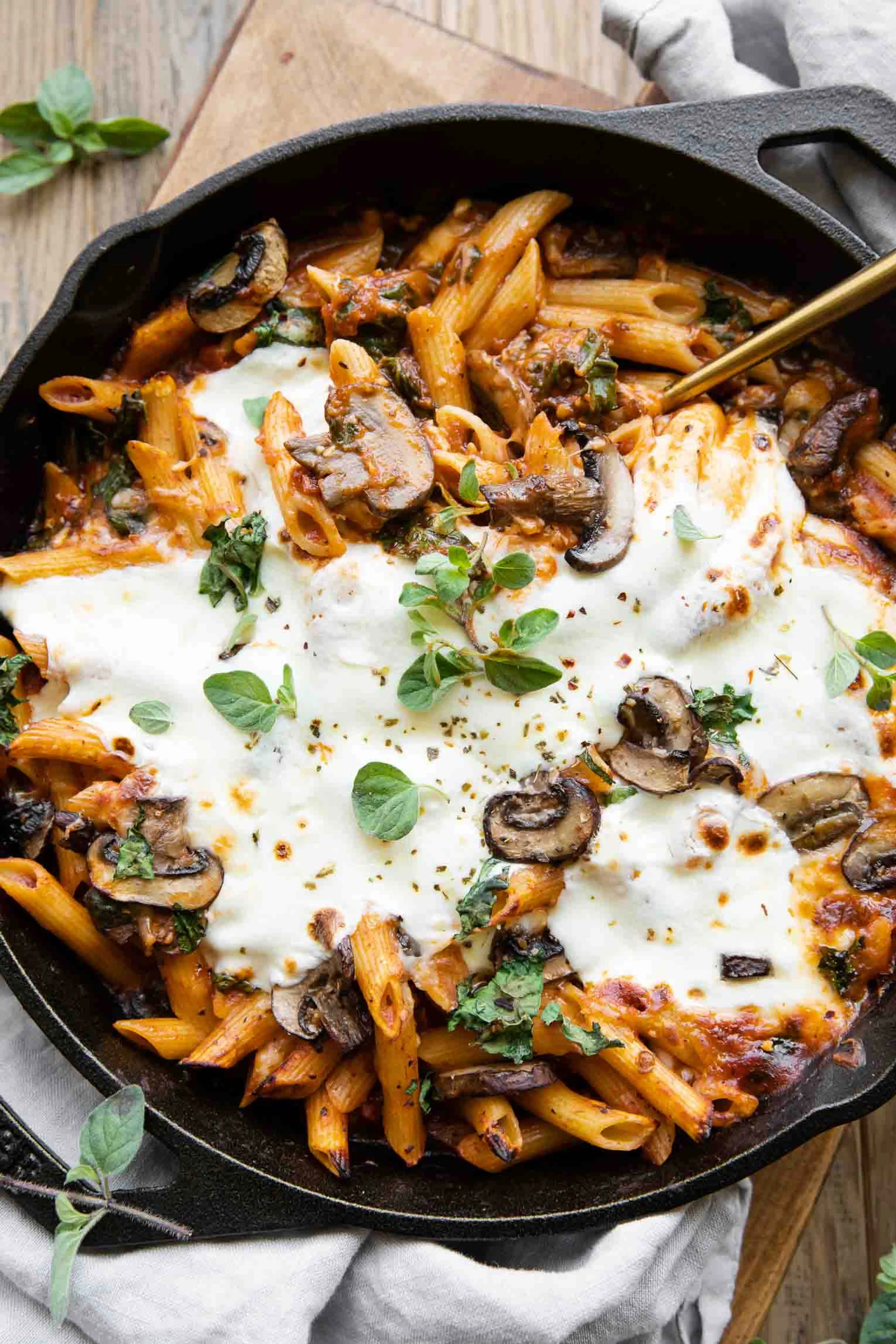 Mushroom & Spinach Pasta Bake