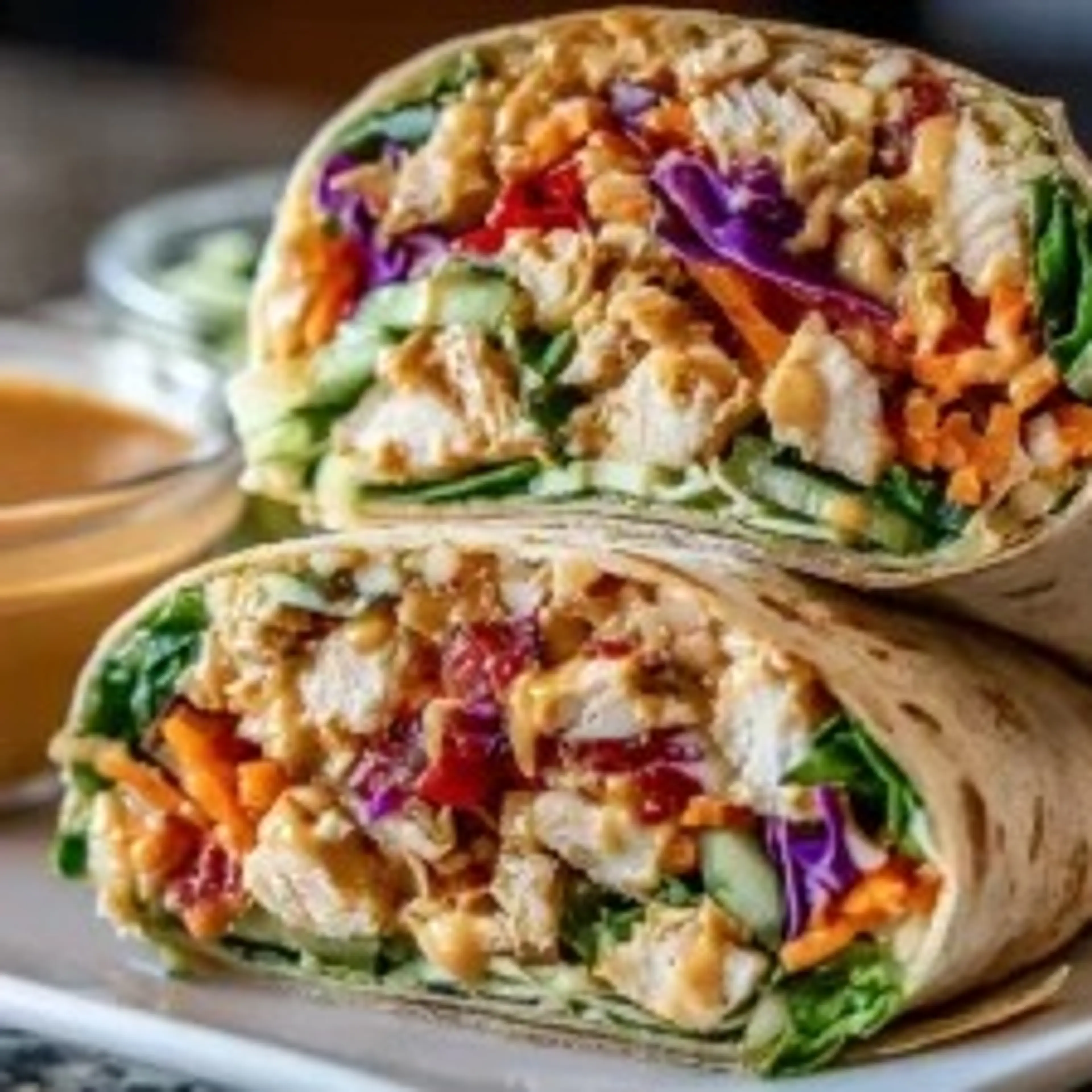 Thai Peanut Chicken Wraps