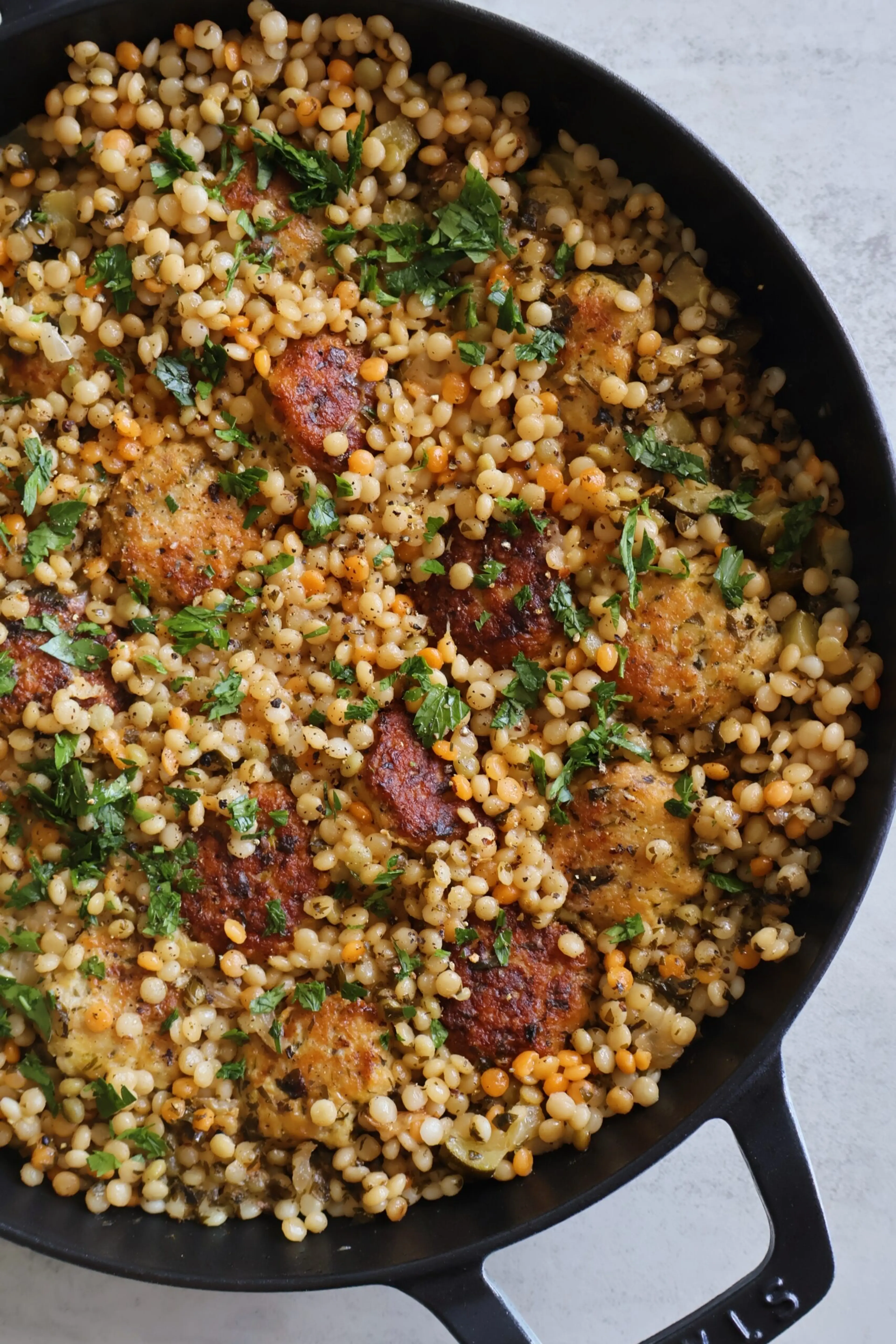 Zucchini Chicken Meatballs with Couscous