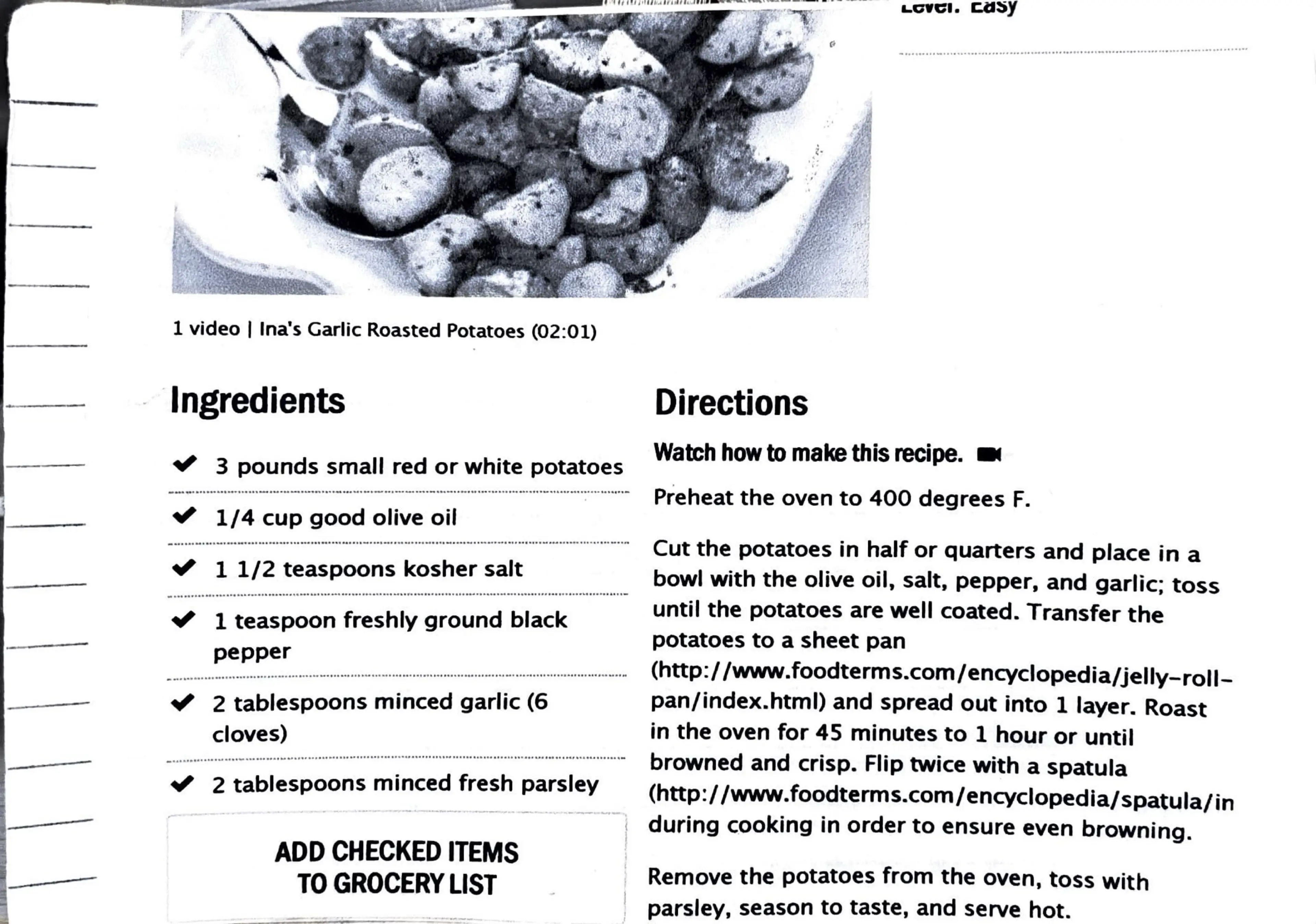 Ina’s Garlic Roasted Potatoes