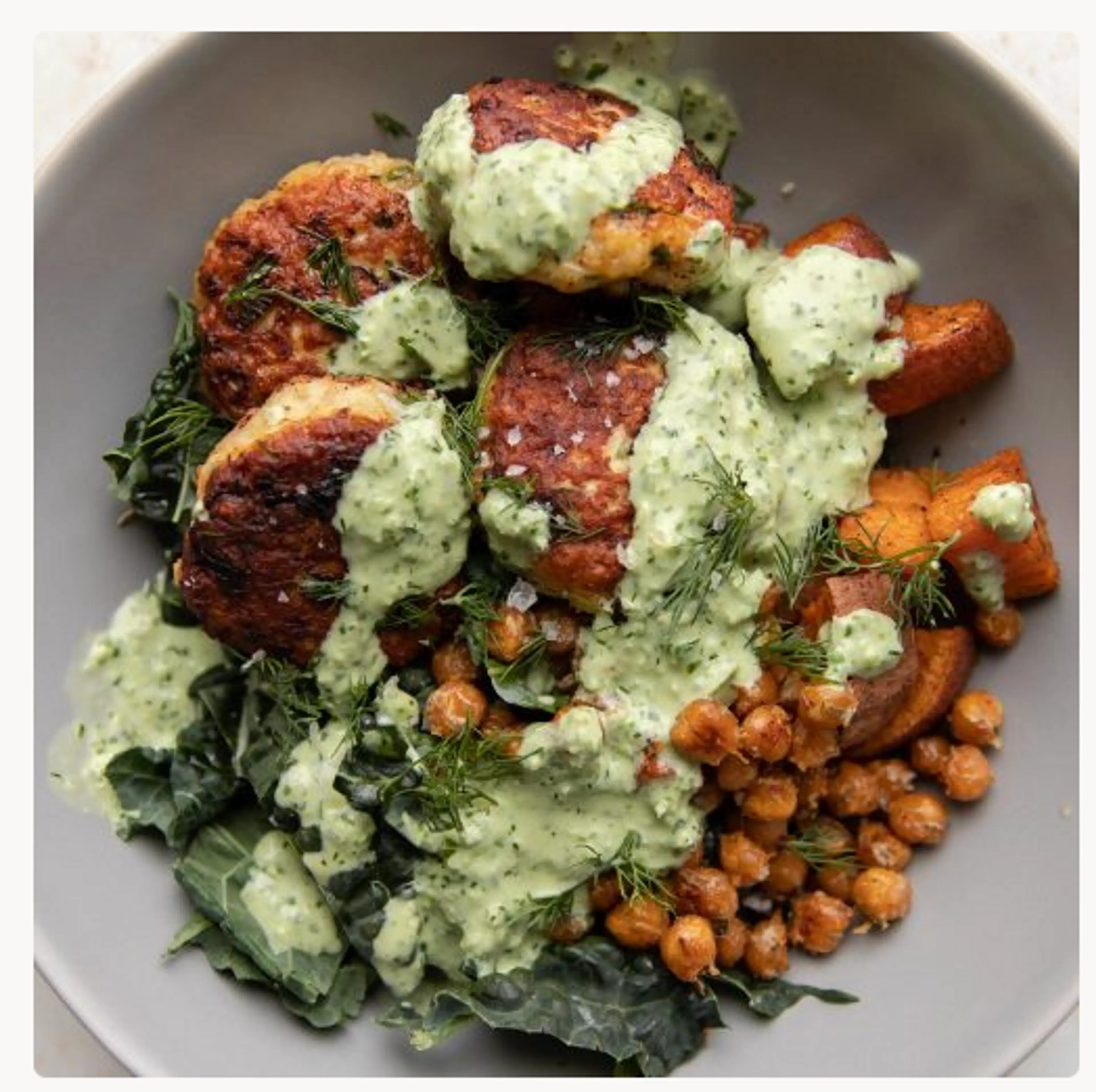 herby chicken meatball bowl