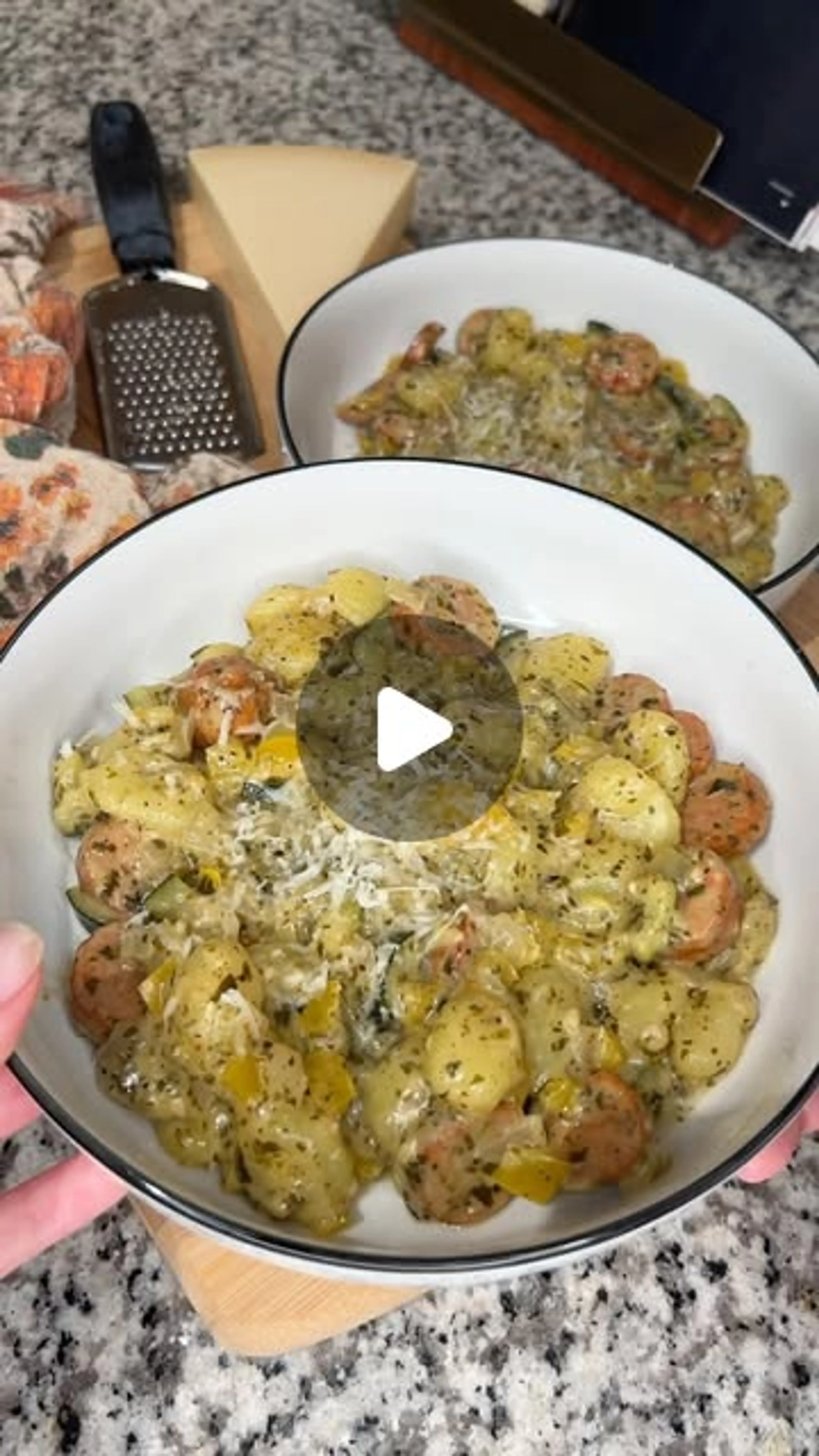 Creamy Pesto Gnocchi with Sausage and Veggie