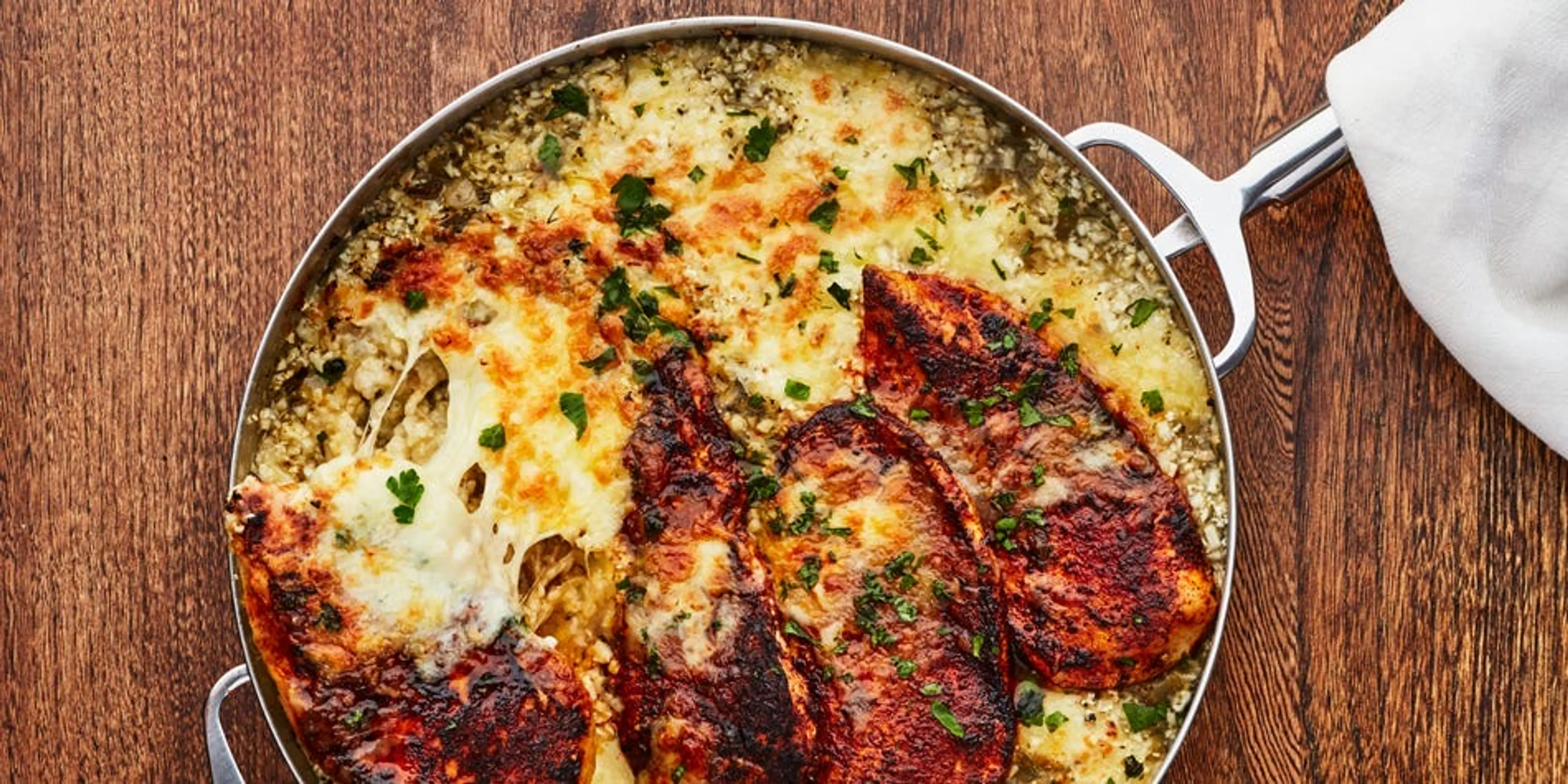 Cheesy Salsa Chicken And Cauliflower Rice Skillet