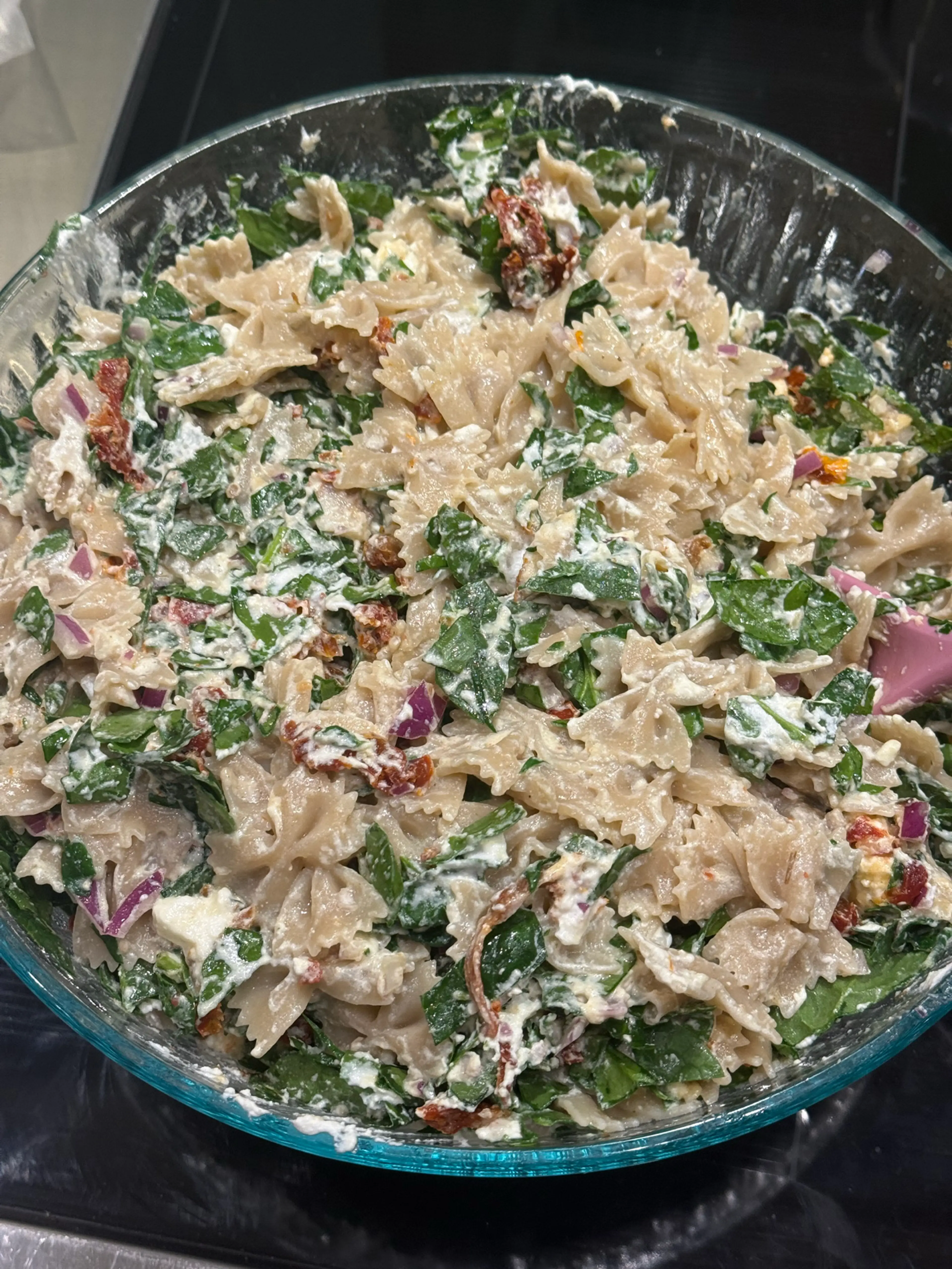 Sun-dried Tomato Spinach Ricotta Pasta Salad