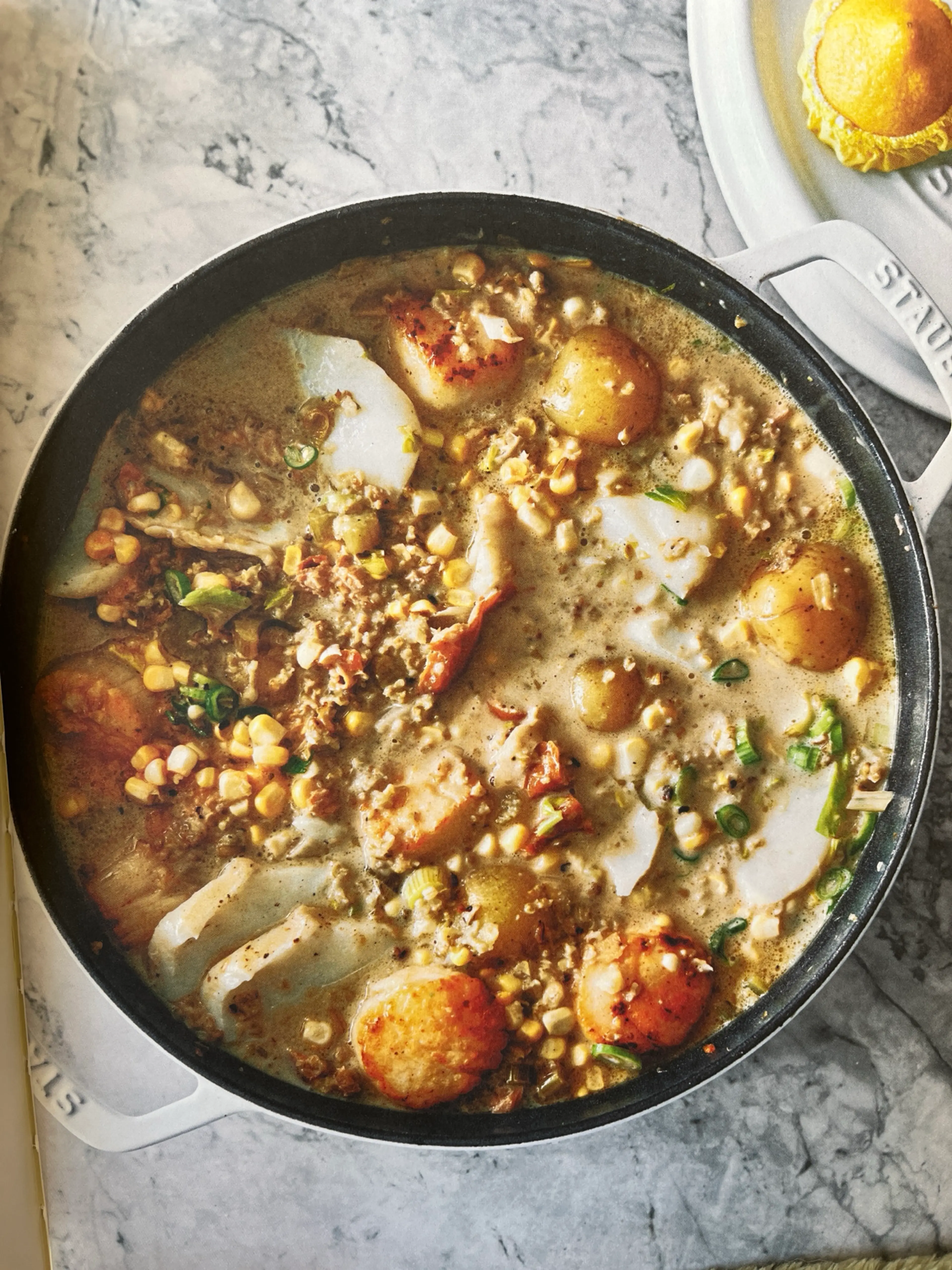 Seafood Chowder with Freekeh, Potatoes, and Corn