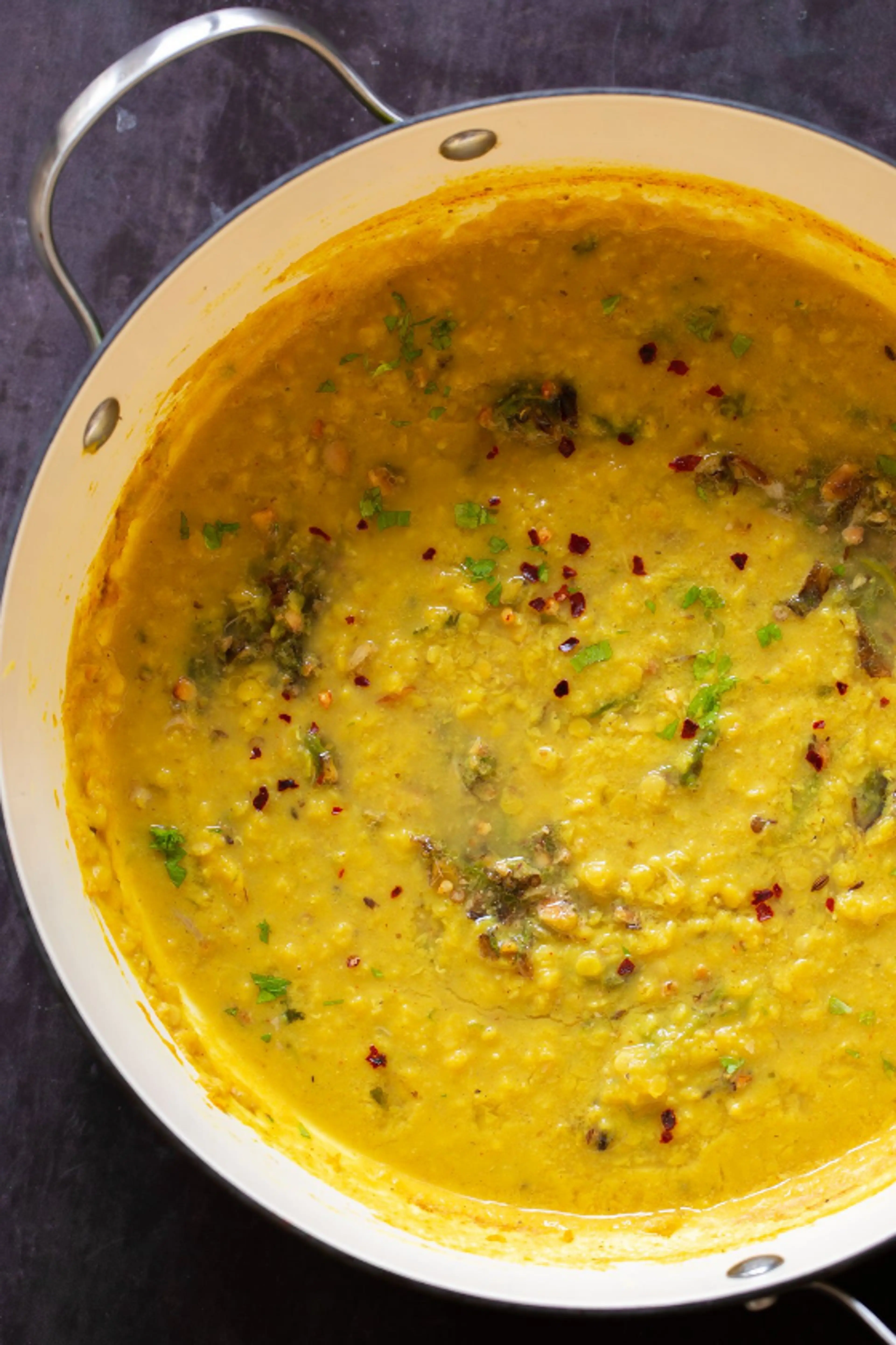Thecha Dal- Lentil Dal with Blistered Chilies and Garlic
