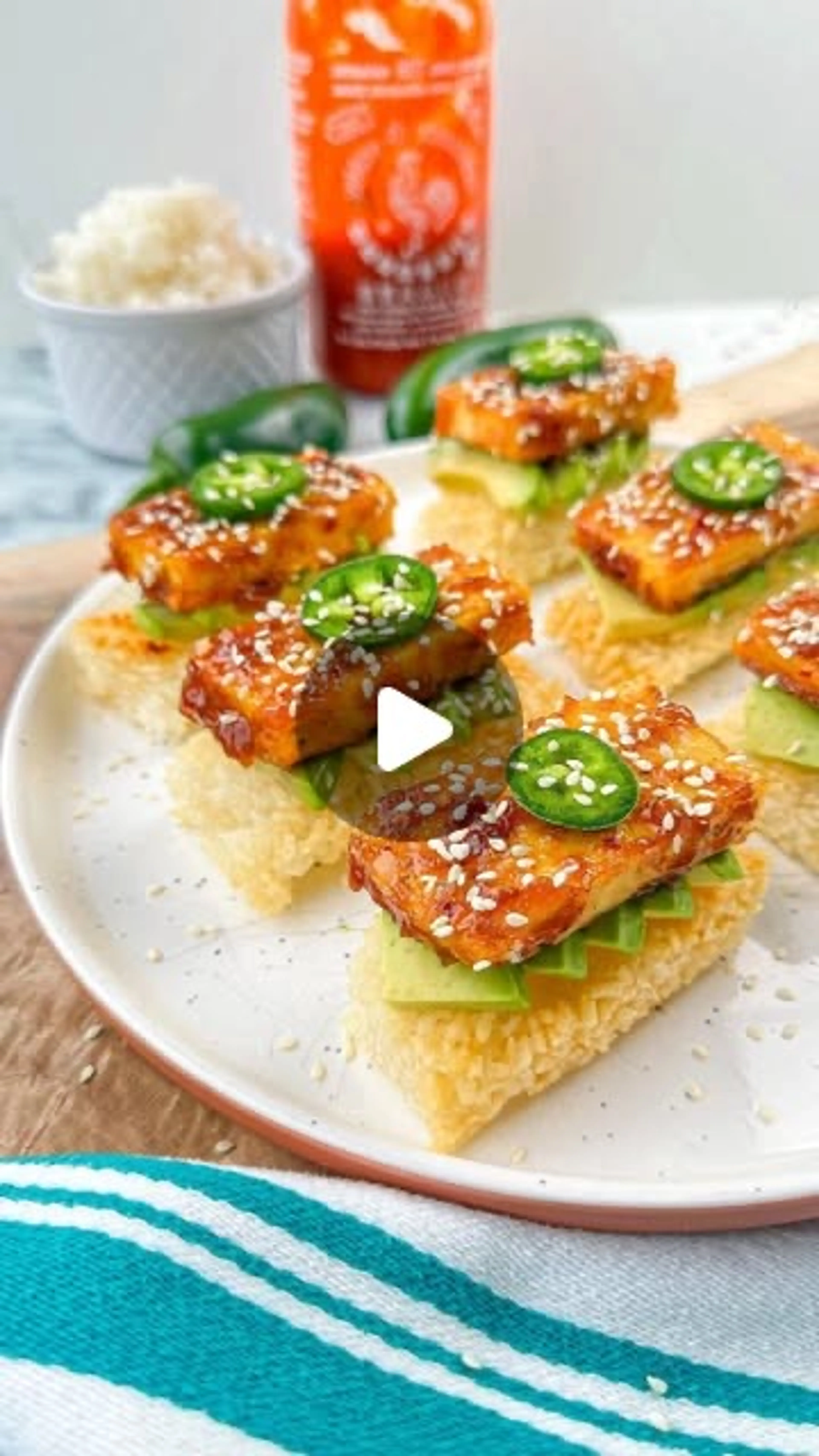 Sticky Tofu Crispy Rice Bites