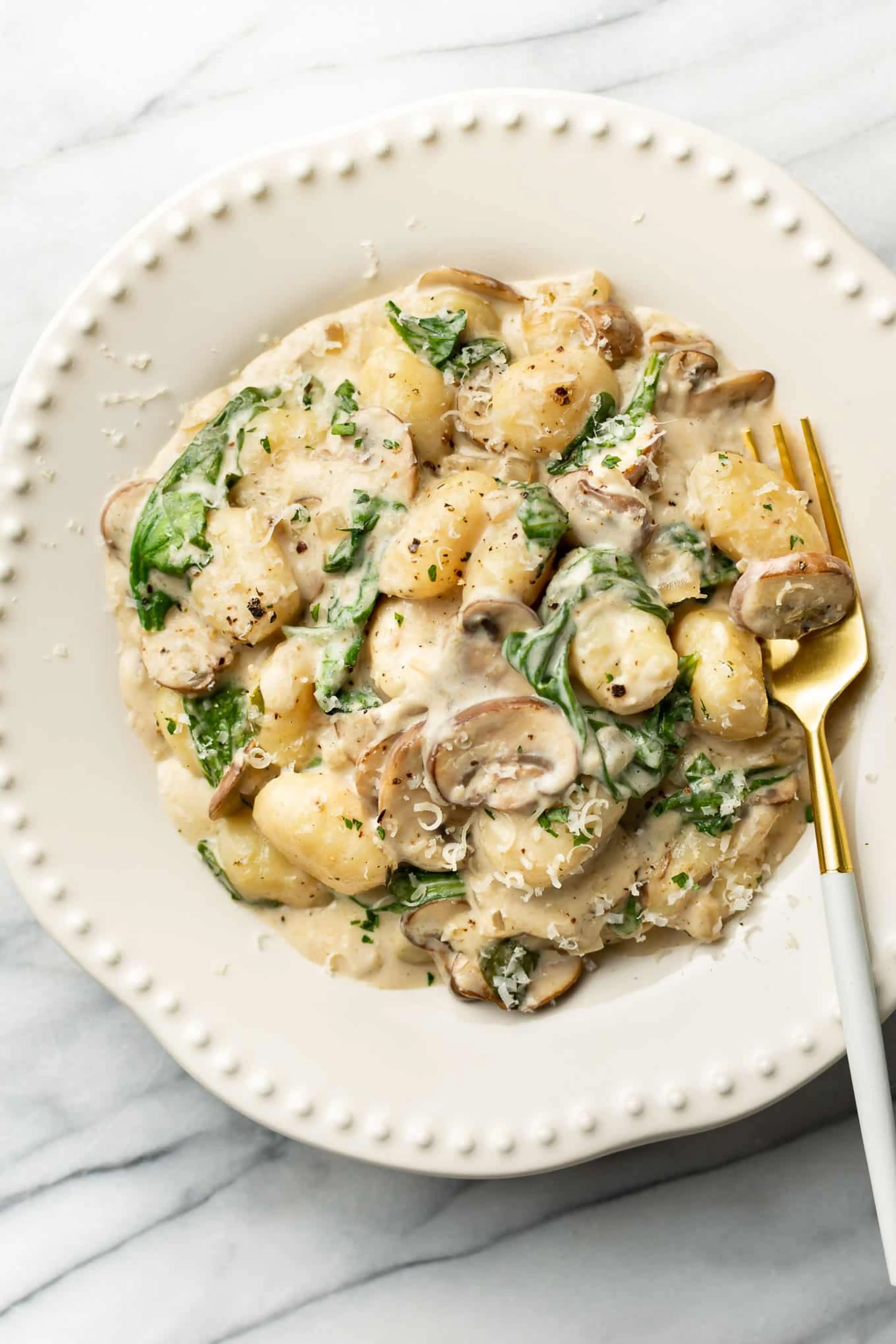 Creamy Mushroom and Spinach Gnocchi