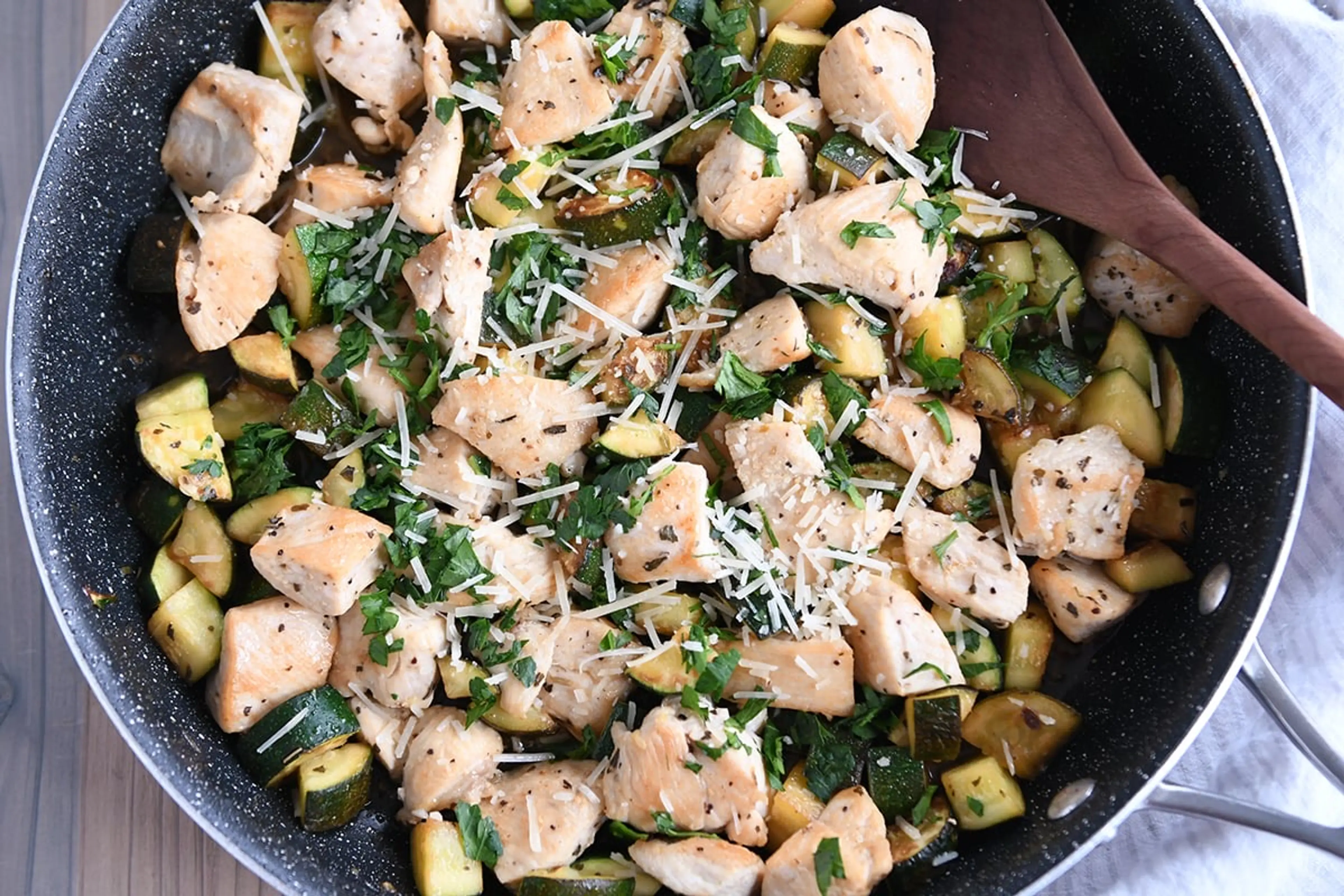 Skillet Lemon Parmesan Chicken and Zucchini