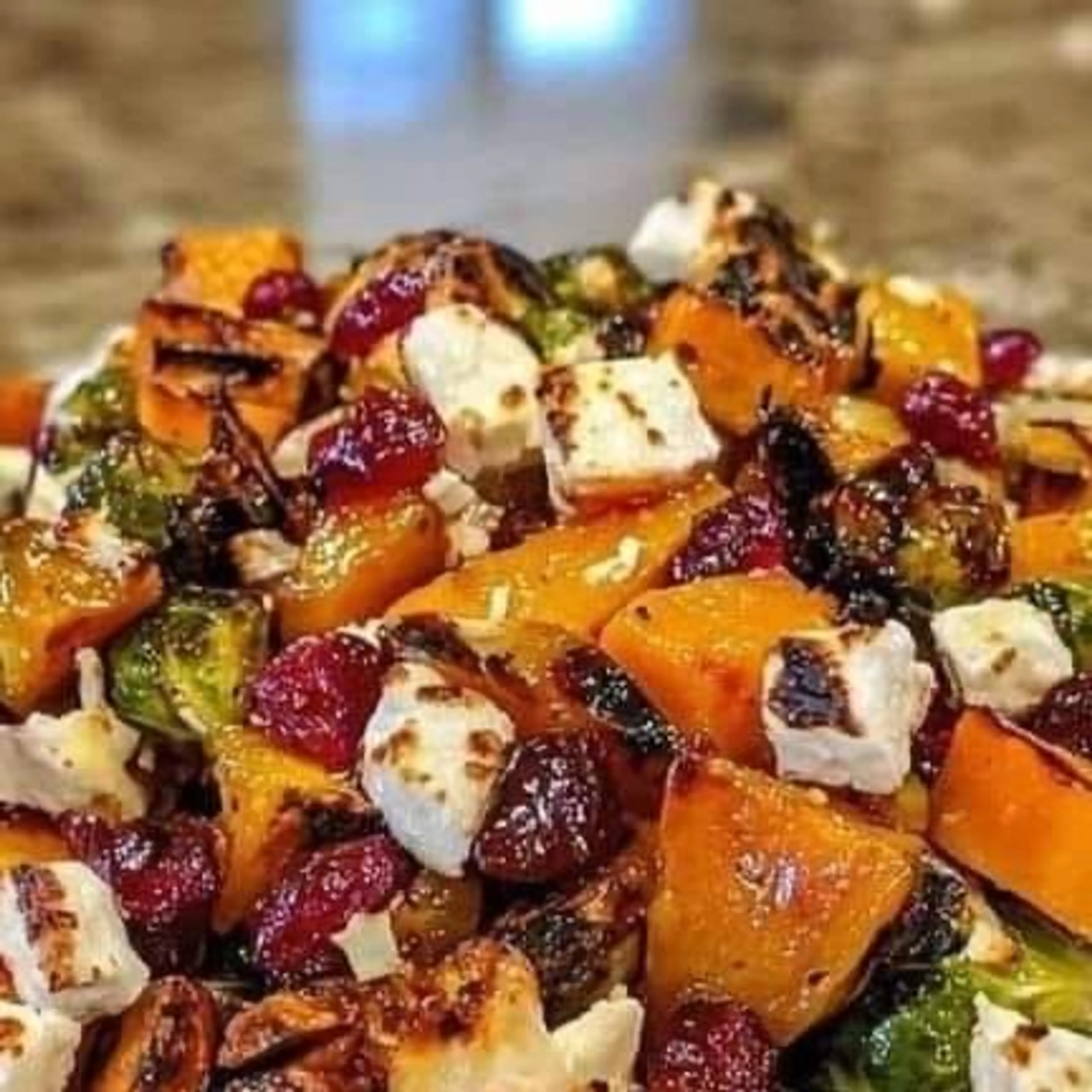 Cranberry-glazed Roasted Butternut Squash, Brussel Sprouts