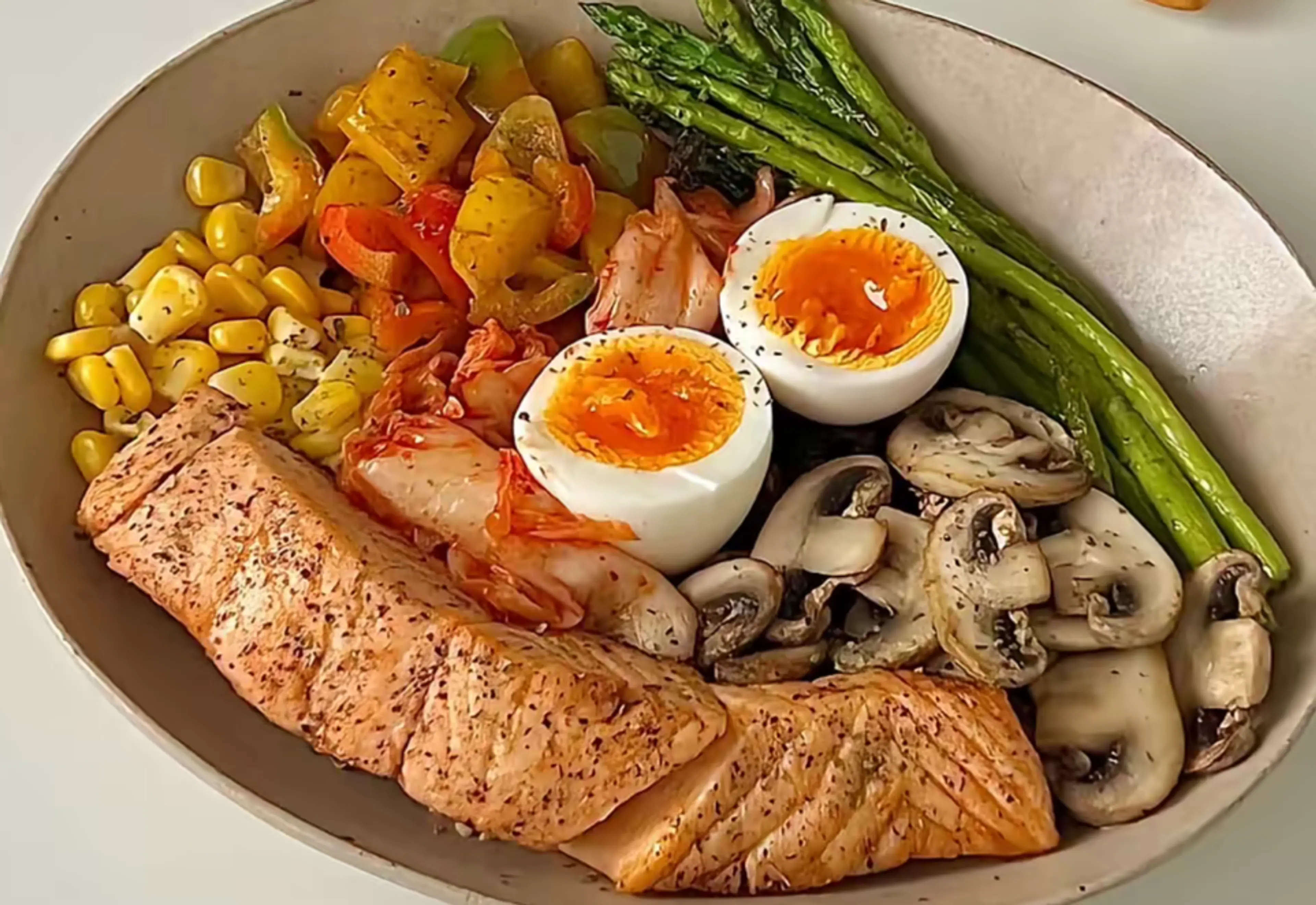 Salmon veggie energy bowl