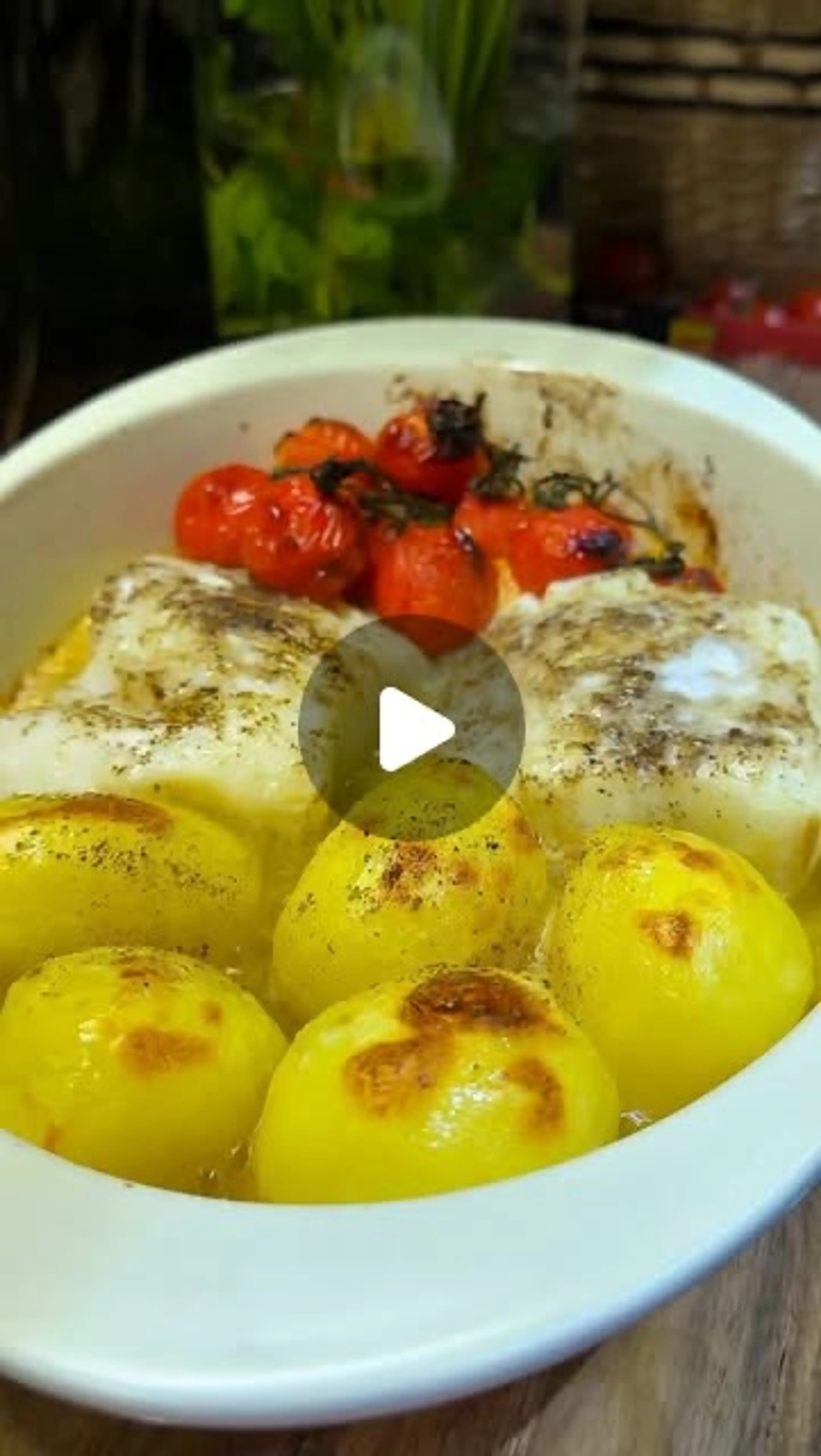 Baked Cod with Potatoes and Cherry Tomatoes