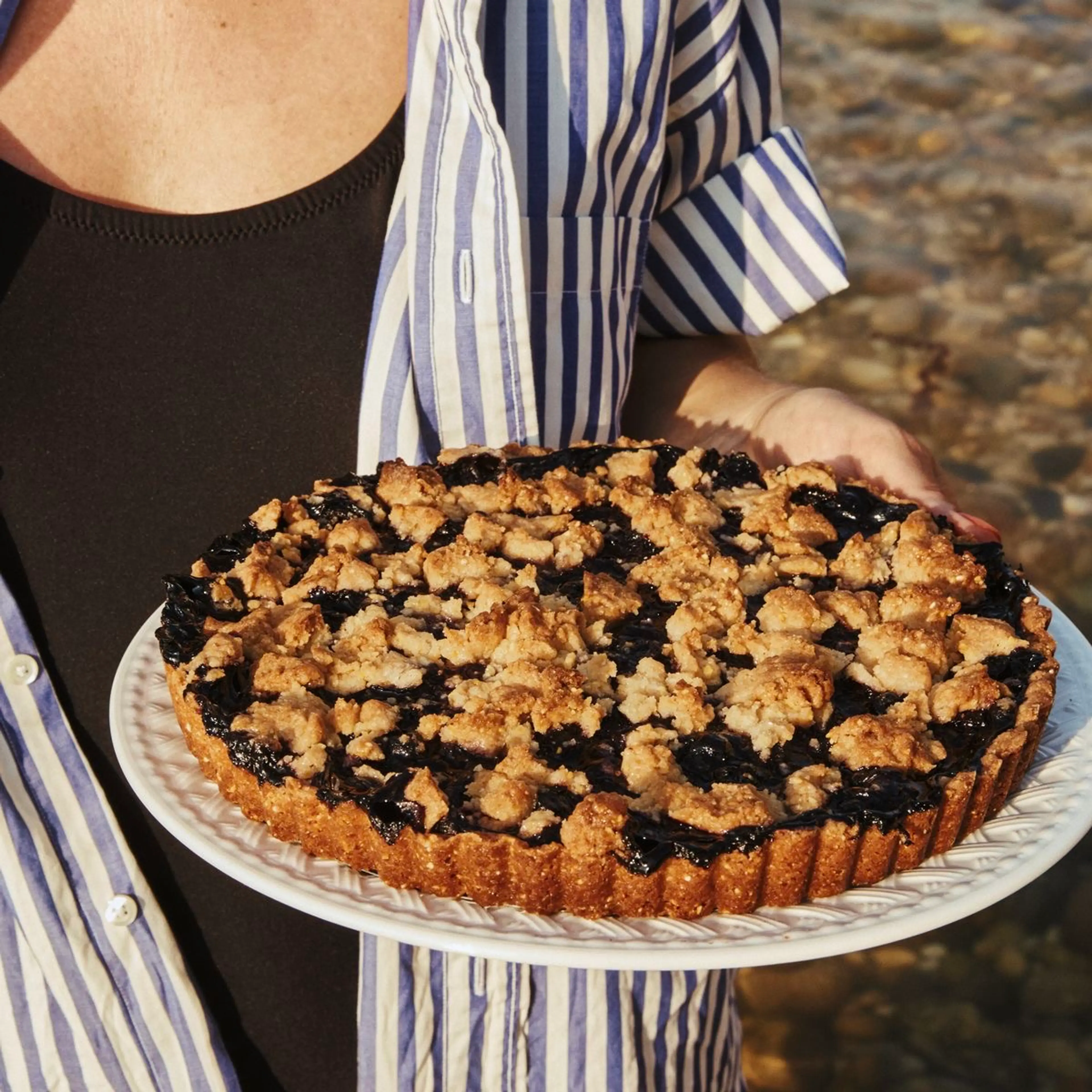 Blueberry Cornmeal Shortbread Tart