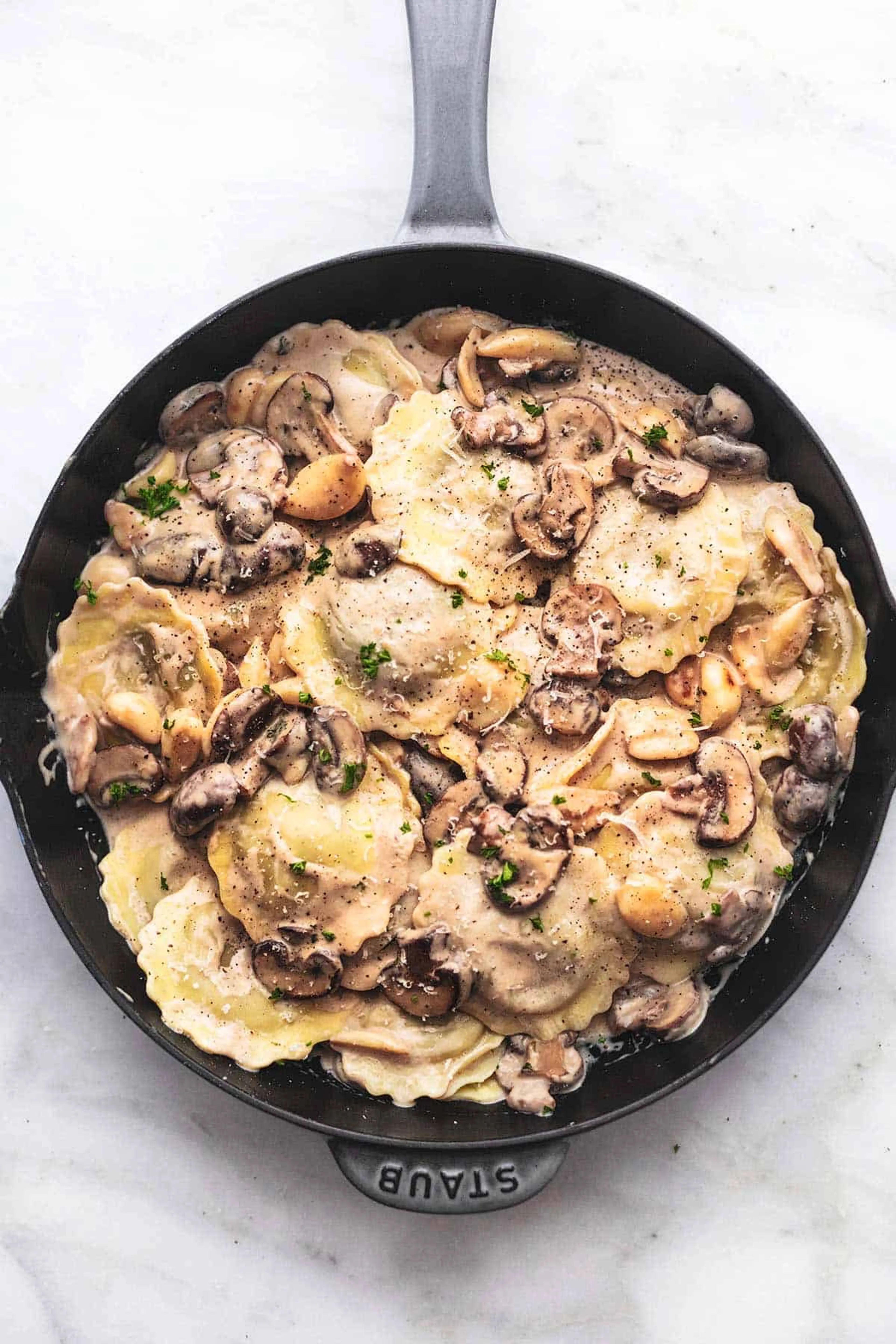 Ravioli with Mushroom Cream Sauce