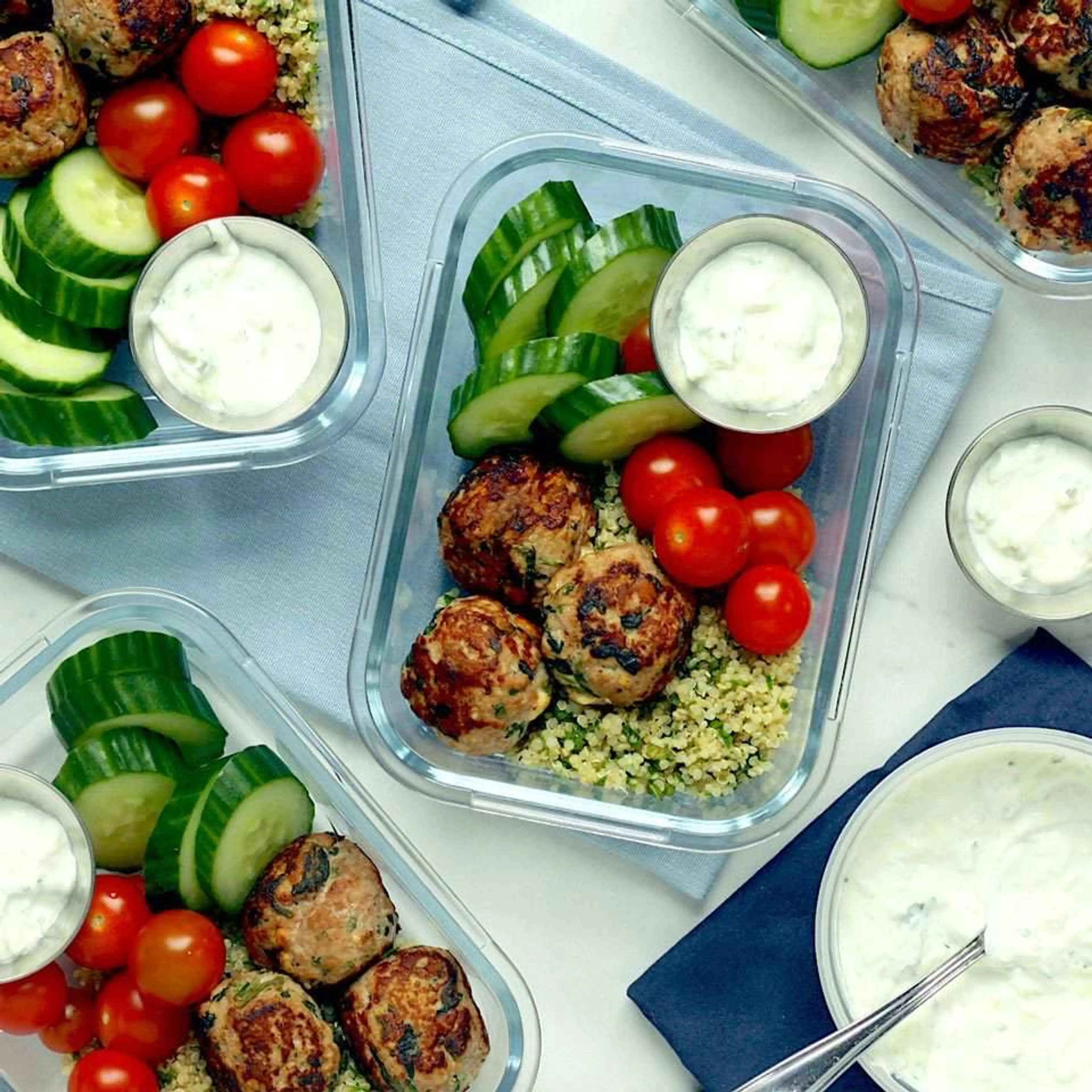 Spinach & Feta Turkey Meatballs with Herbed Quinoa