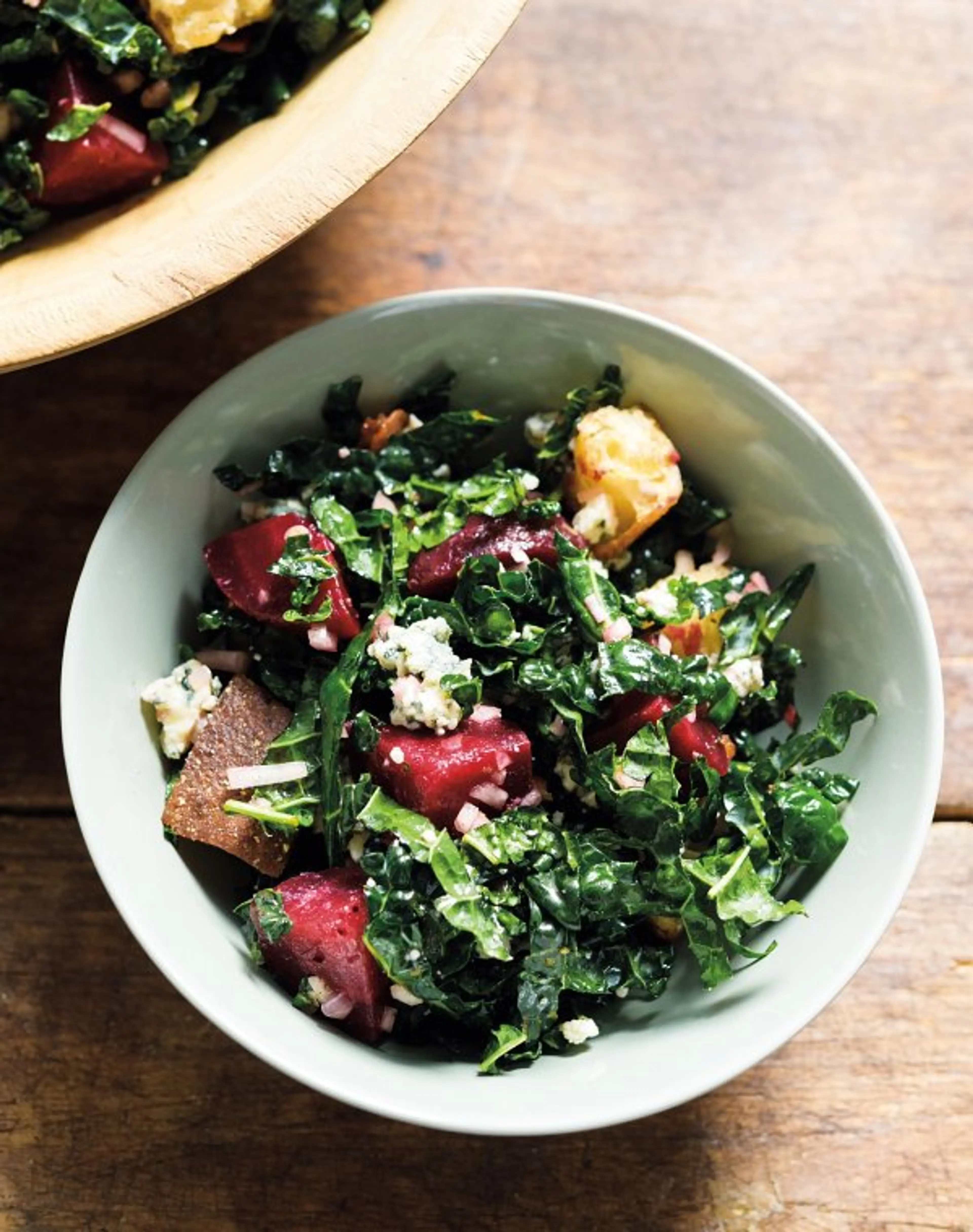 Bread Salad with Kale, Beets and Blue Cheese