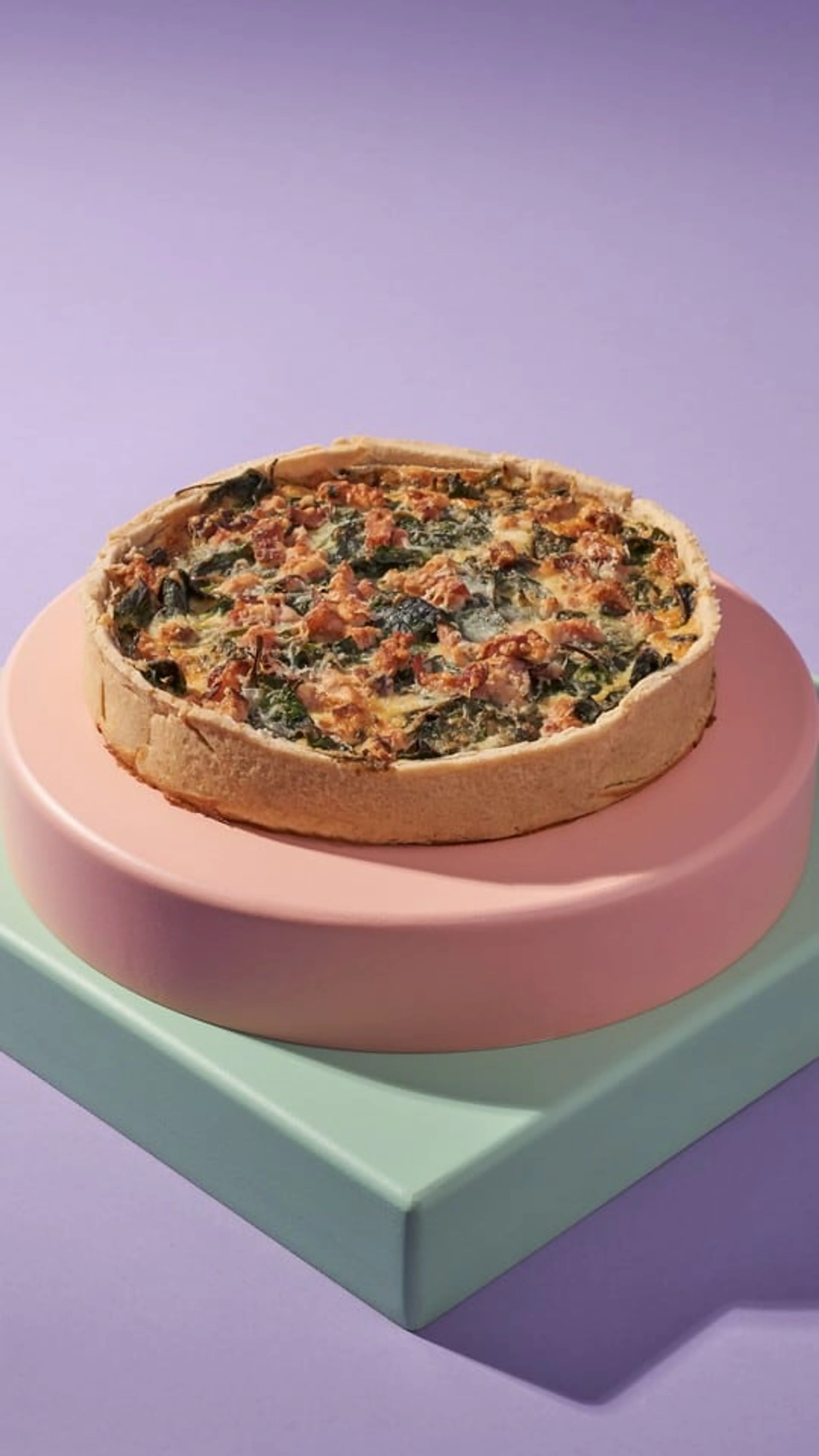 Quiche met spinazie en spek