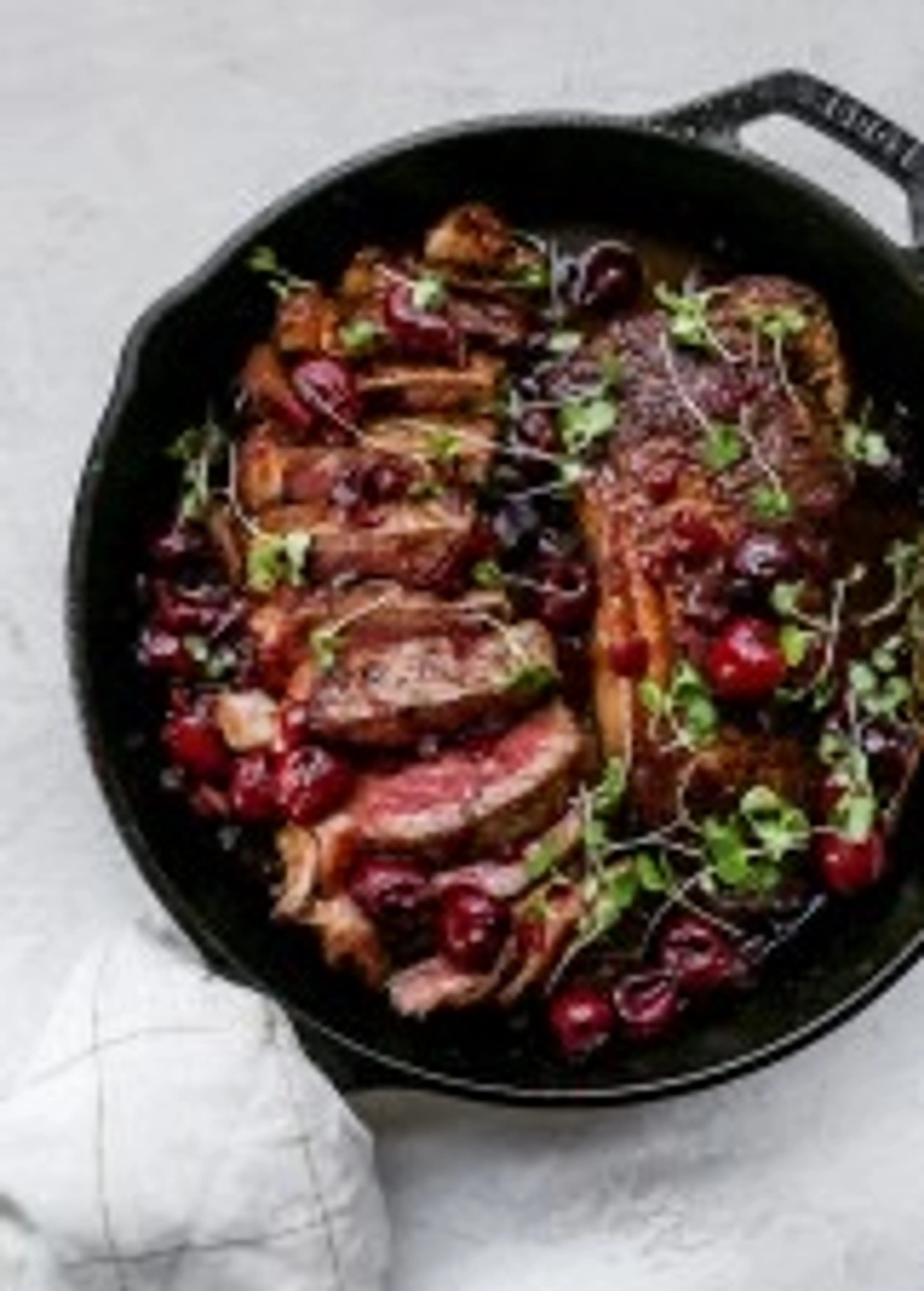 Steaks with Fresh Cherry Sauce