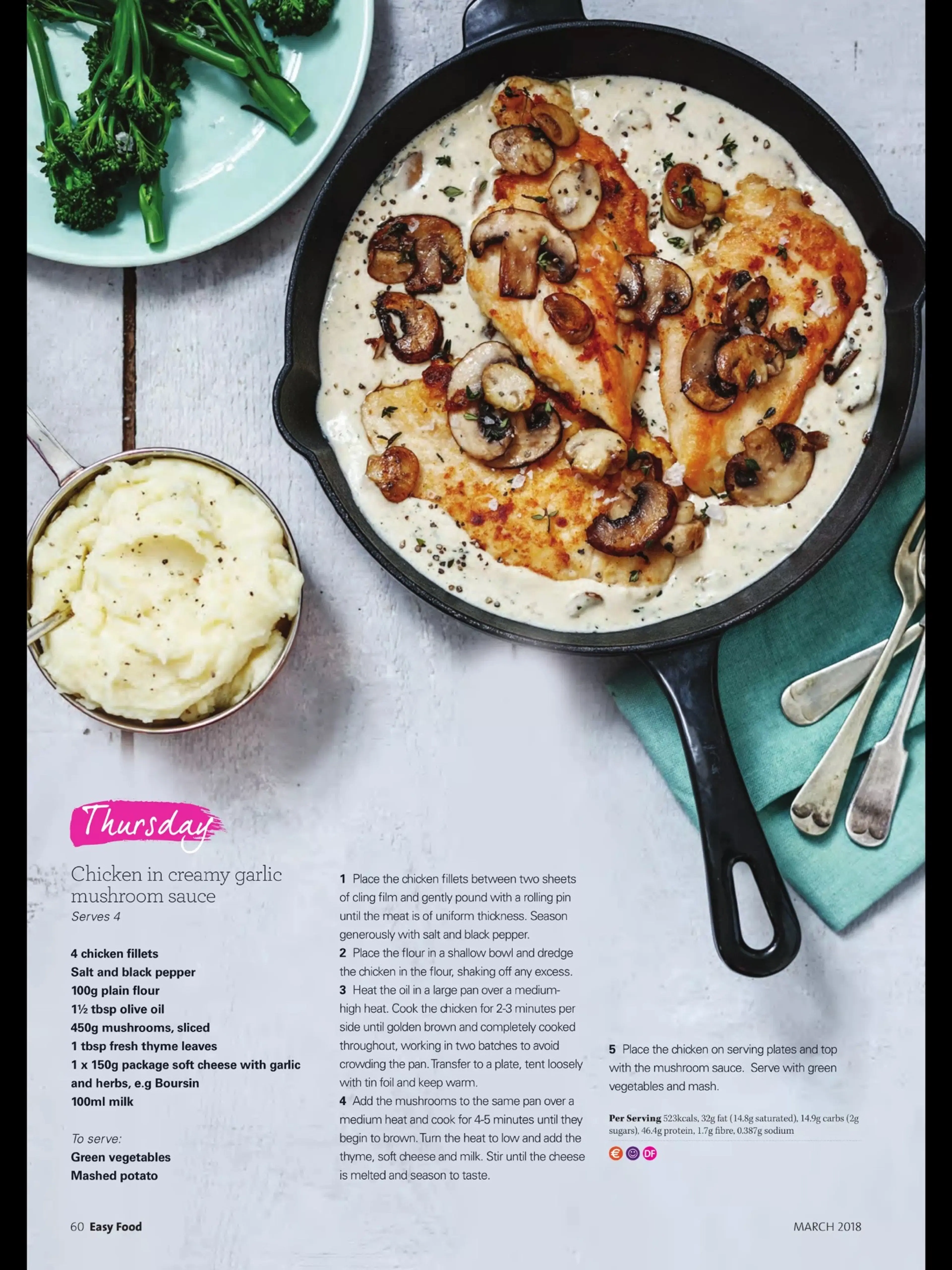 Chicken in creamy garlic mushroom sauce
