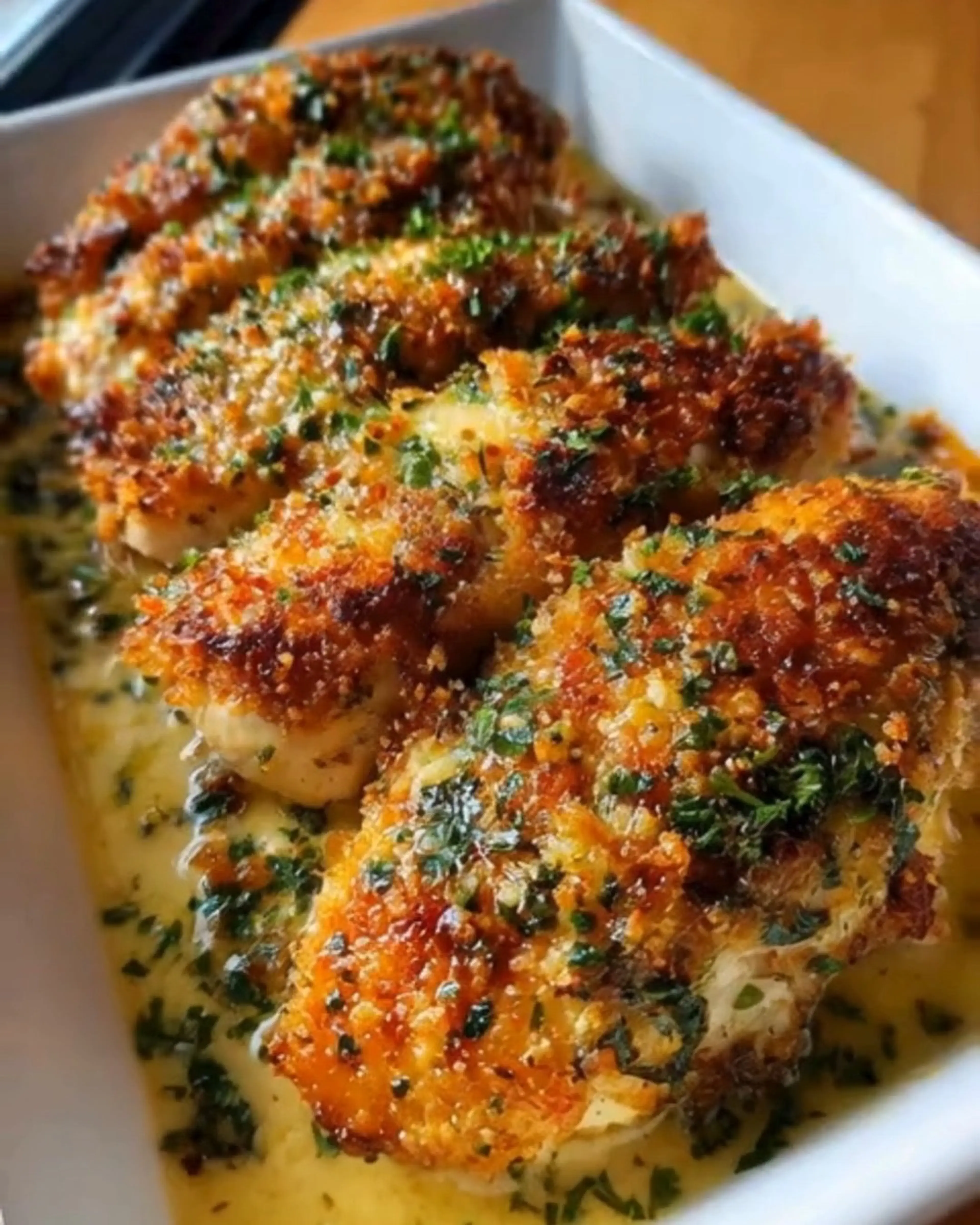 Caesar Chicken Baked With Crispy Parmesan Crust