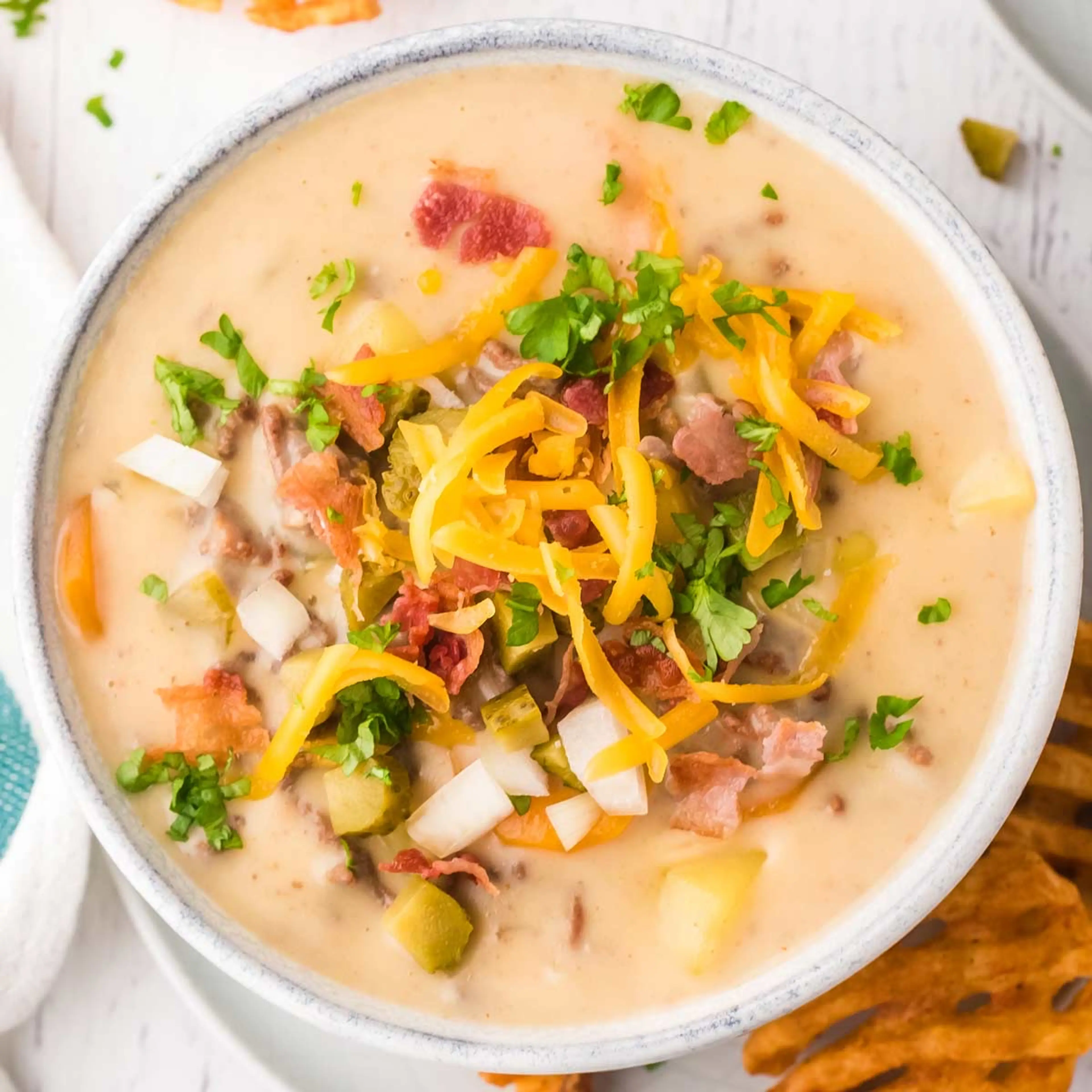 Slow Cooker Cheeseburger Soup