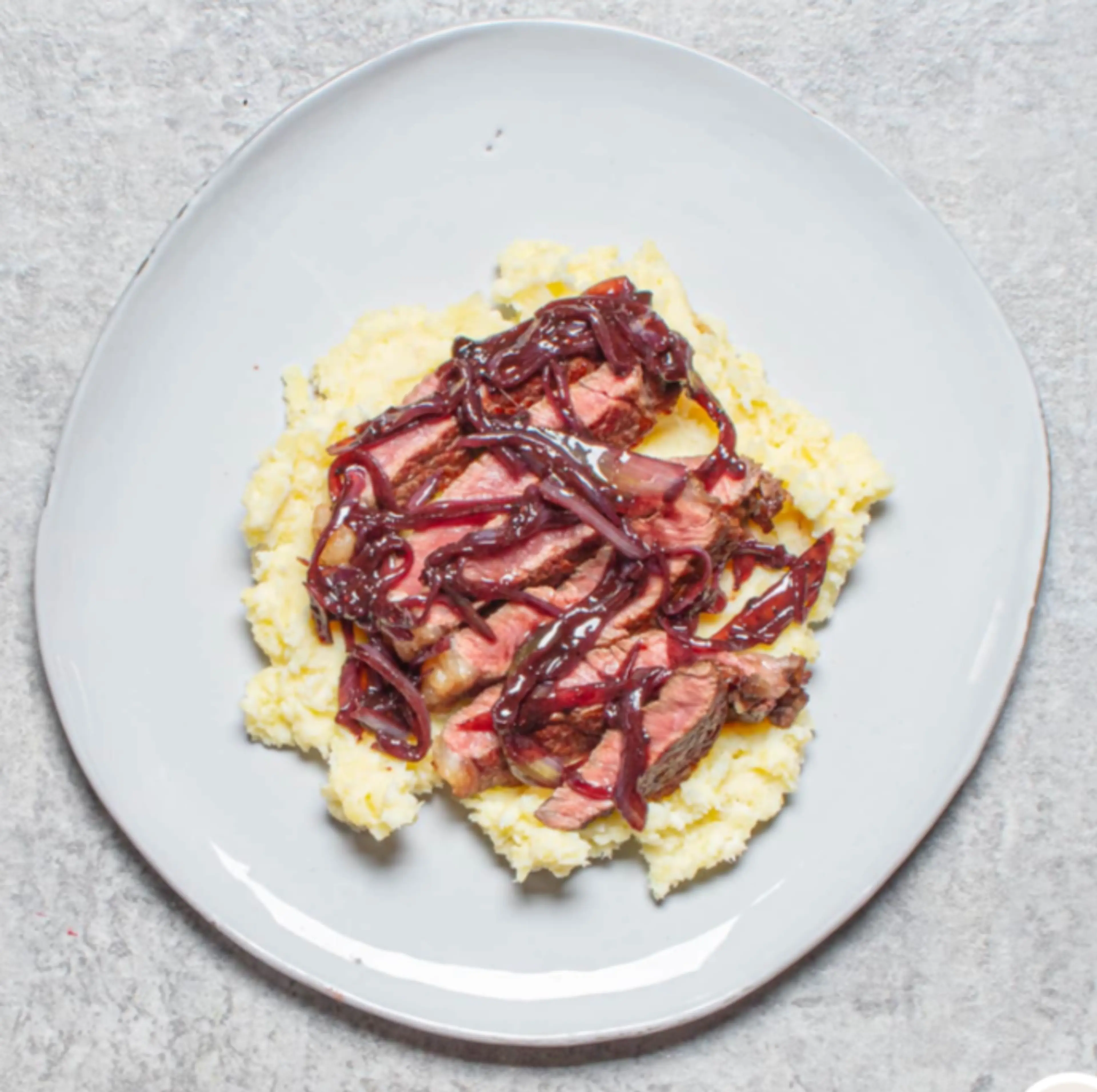 Steak, Parsnip Mash And Bordelaise Shallots