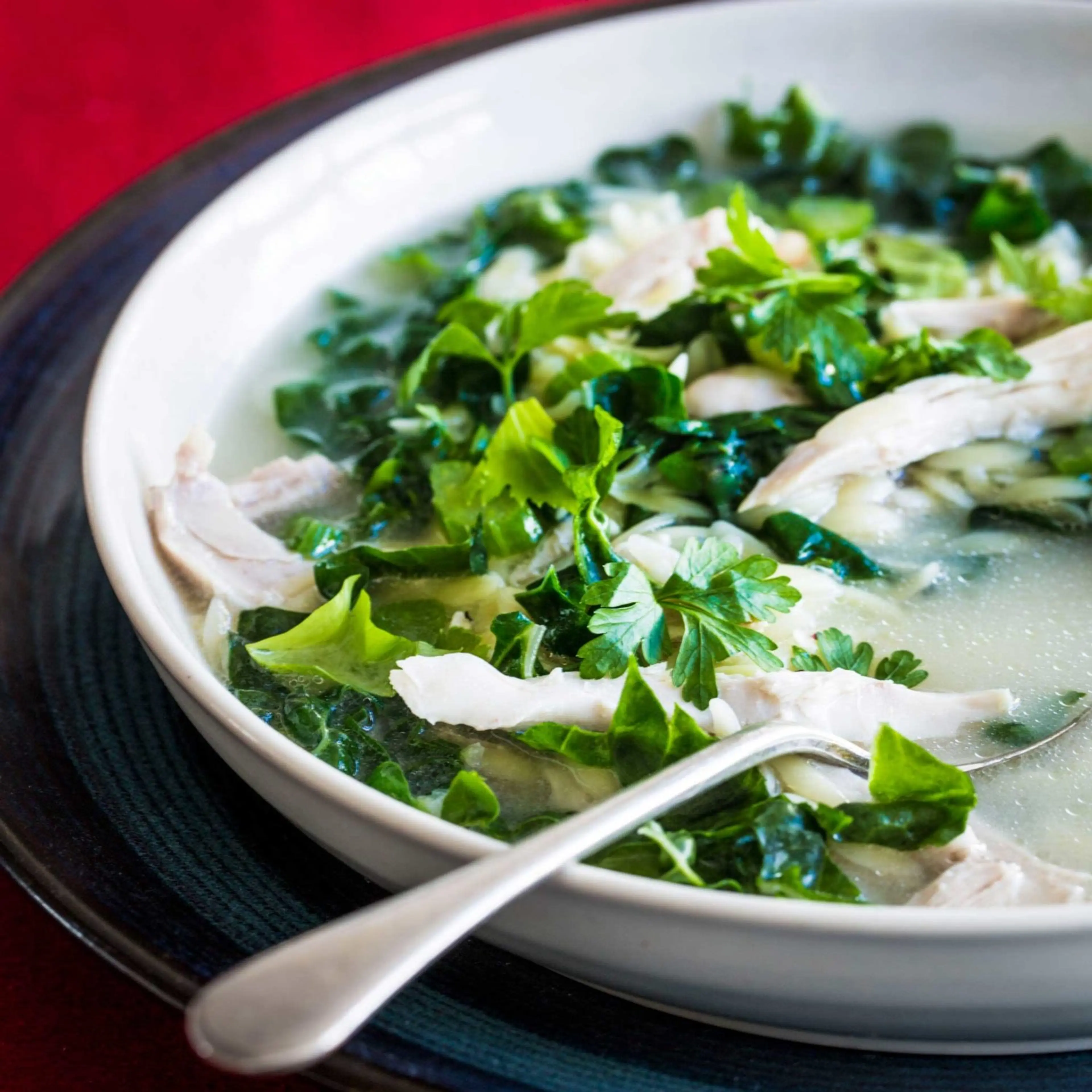 Chicken, silverbeet, lemon and parsley soup