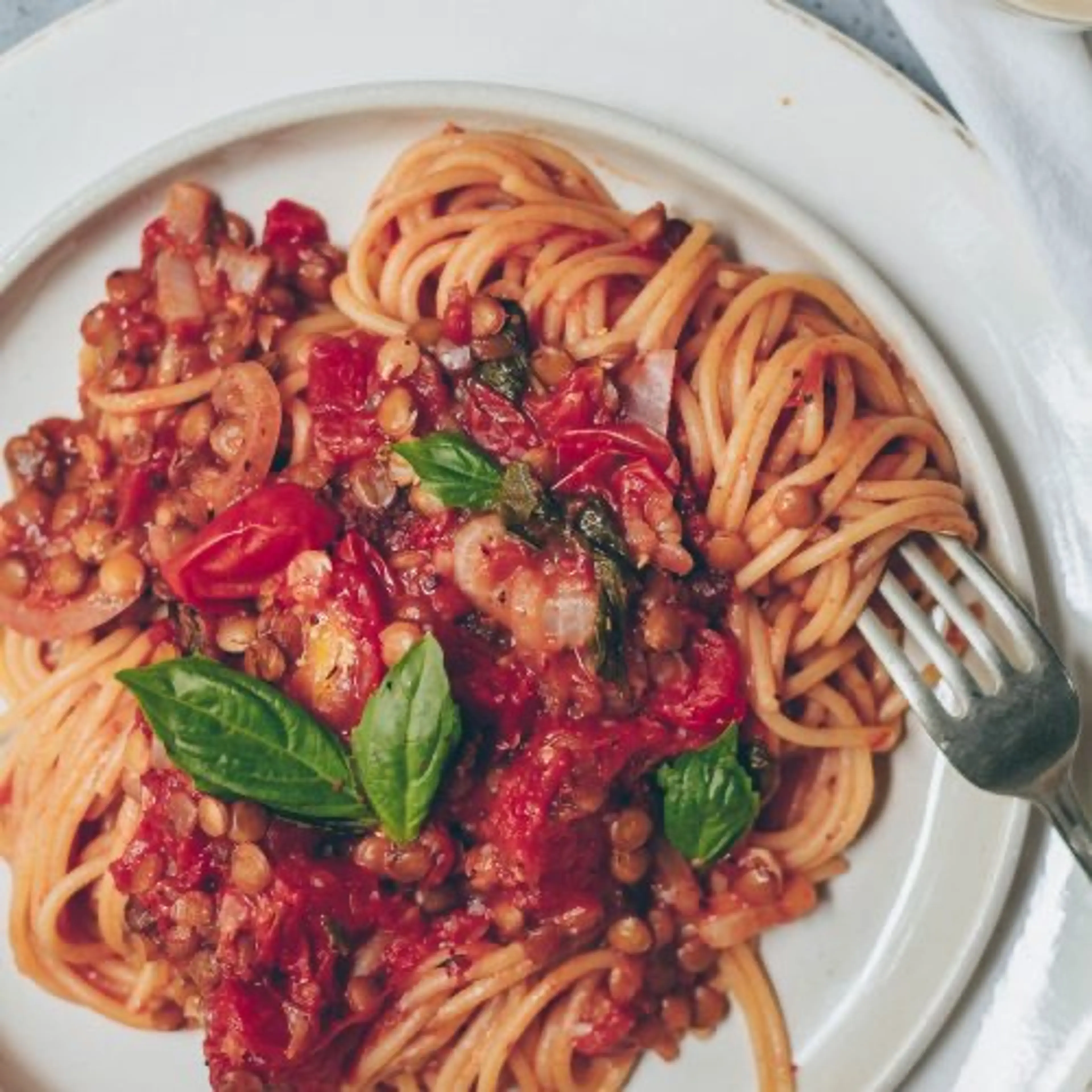 One-Pot Spaghetti With Lentil Sauce