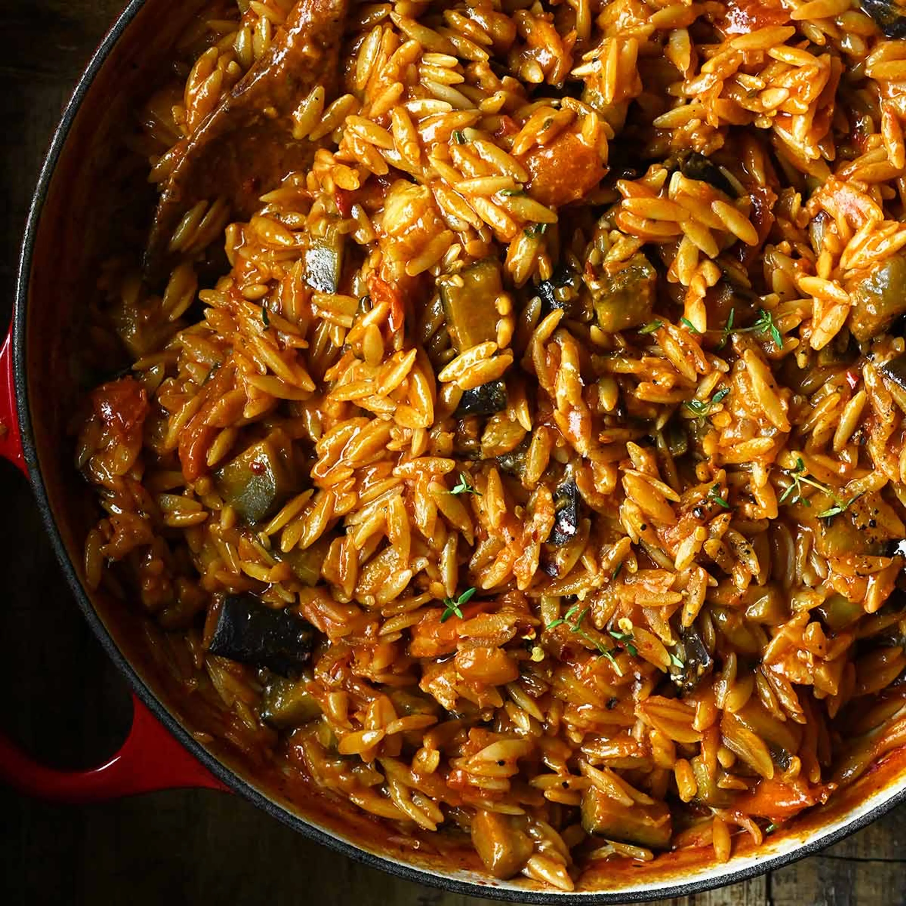 One Pot Eggplant Parmesan Orzo