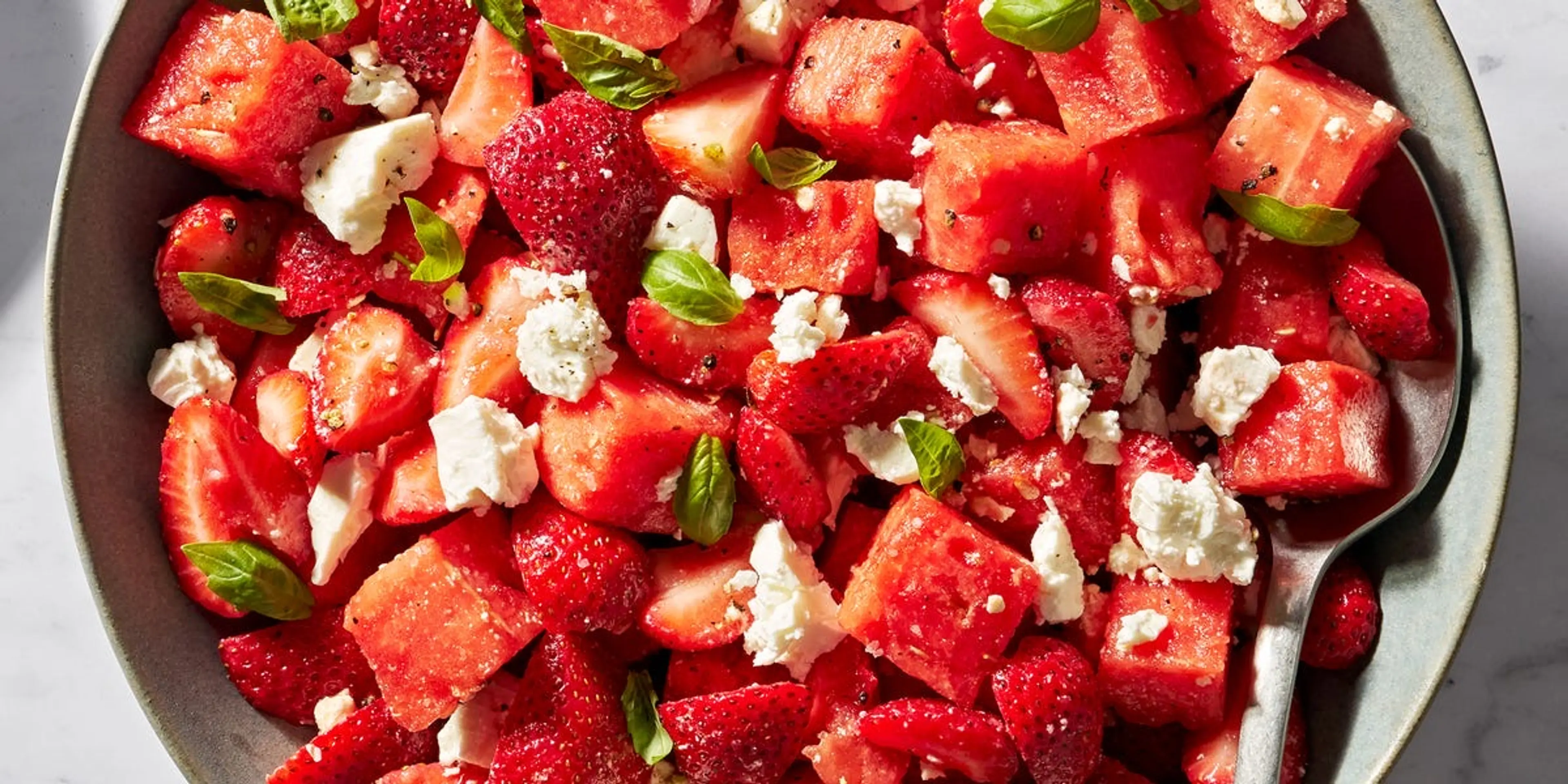 Watermelon Strawberry Caprese Salad