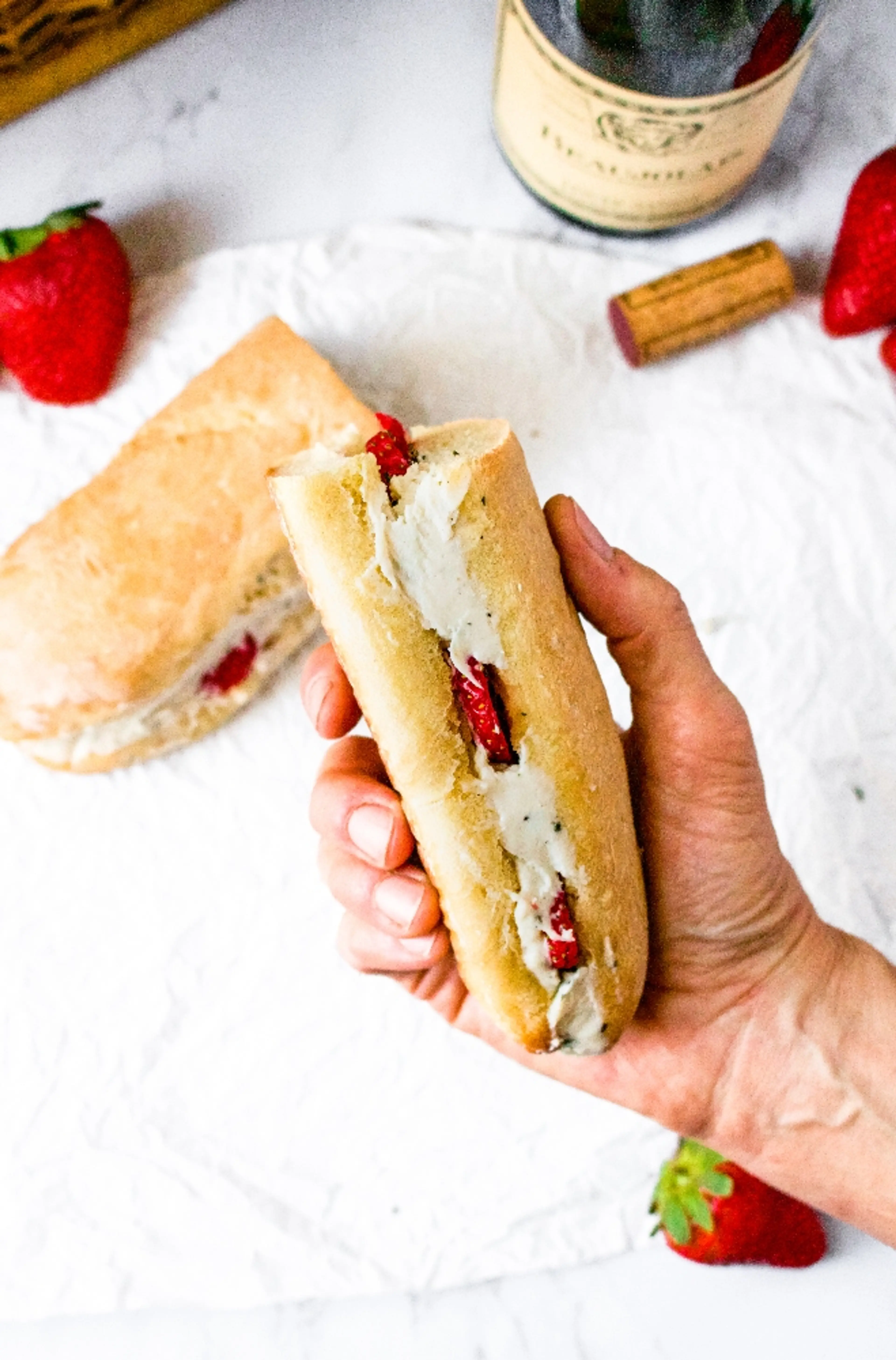 Herbed Cashew Cheese and Strawberry Sandwich