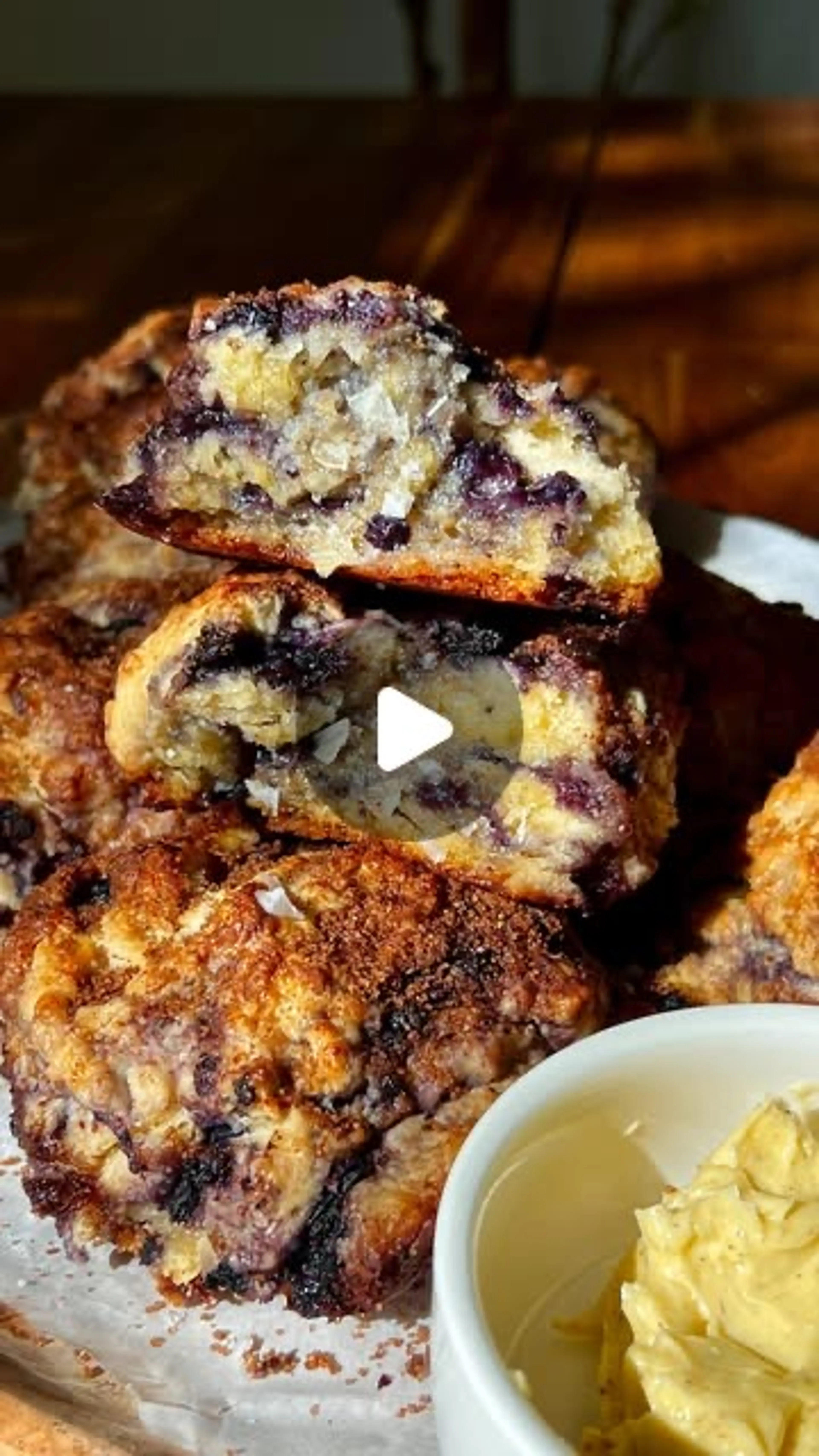 Blueberry Cinnamon Crunch Sourdough Cathead Biscuits