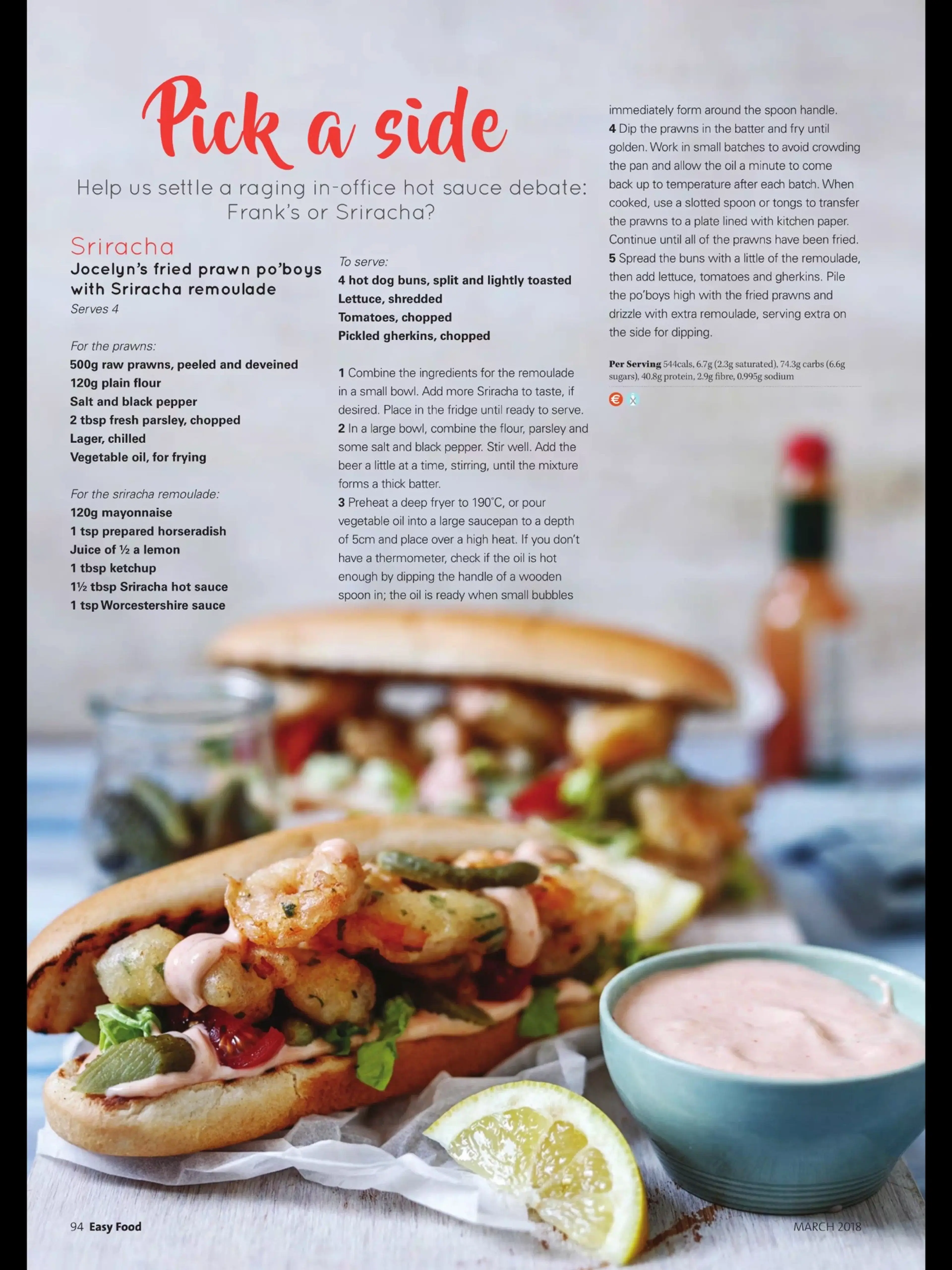 Jocelyn's fried prawn po'boys with Sriracha remoulade