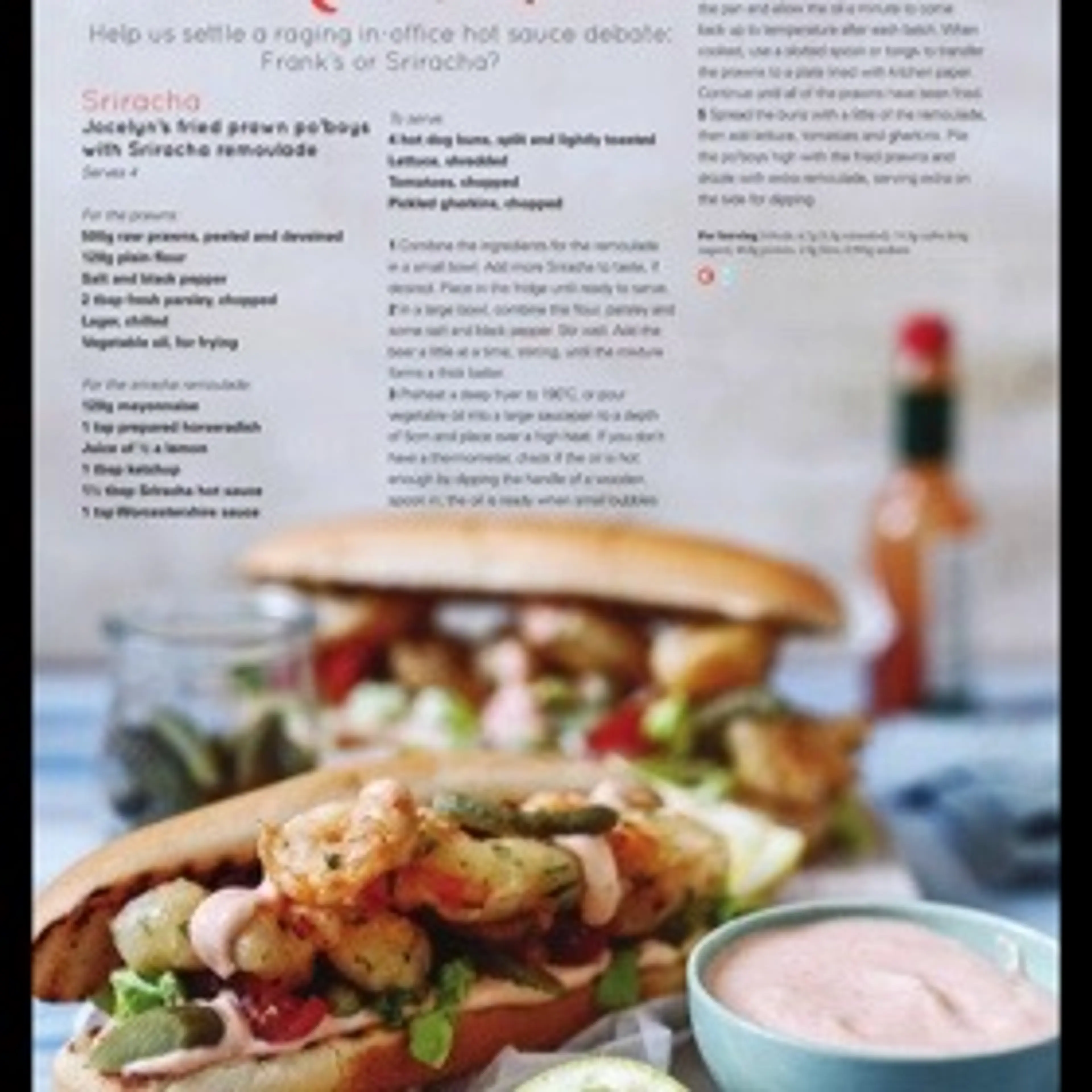 Jocelyn's fried prawn po'boys with Sriracha remoulade