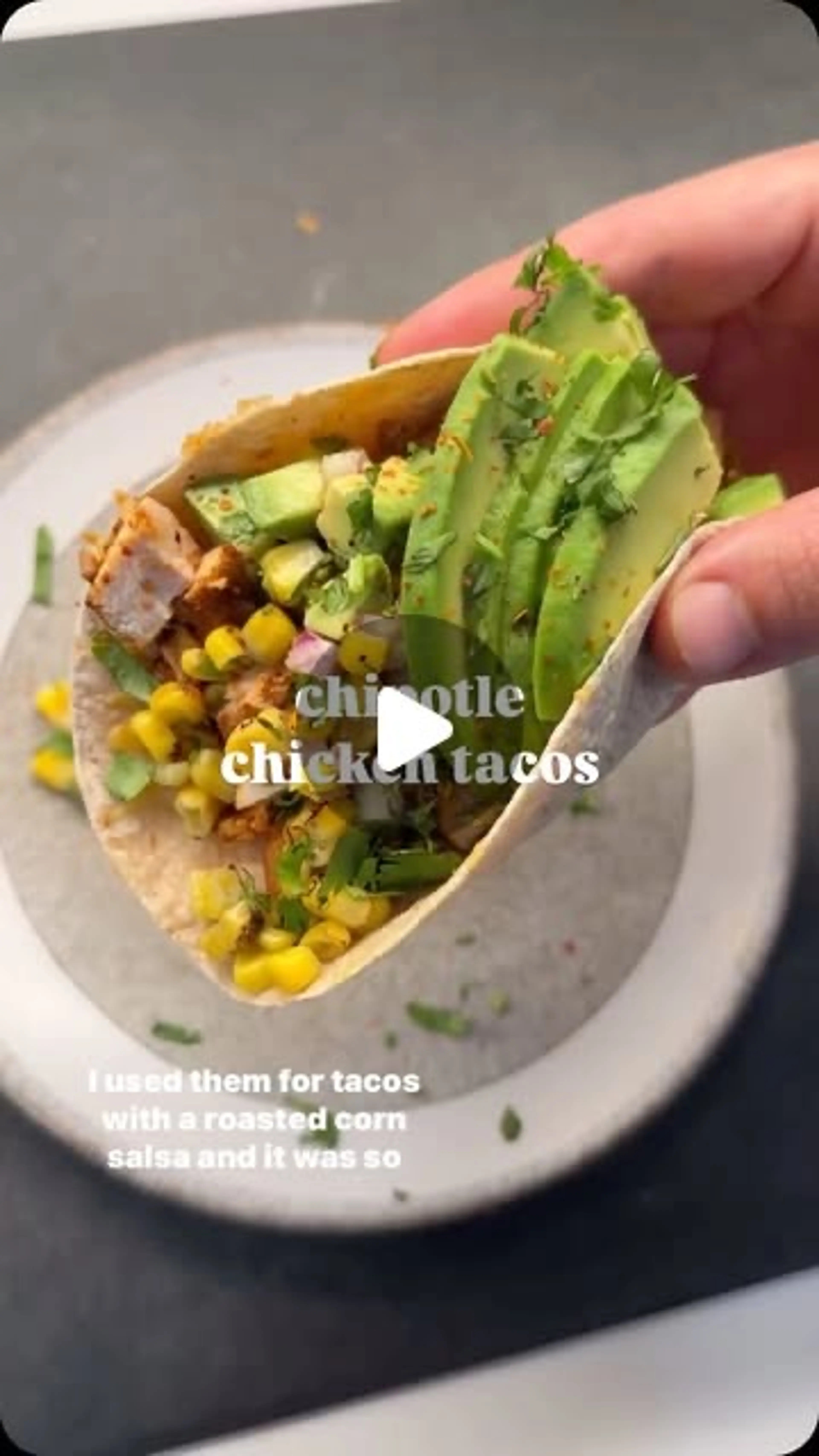 Smoky Chicken Tacos + Roasted Corn Salsa