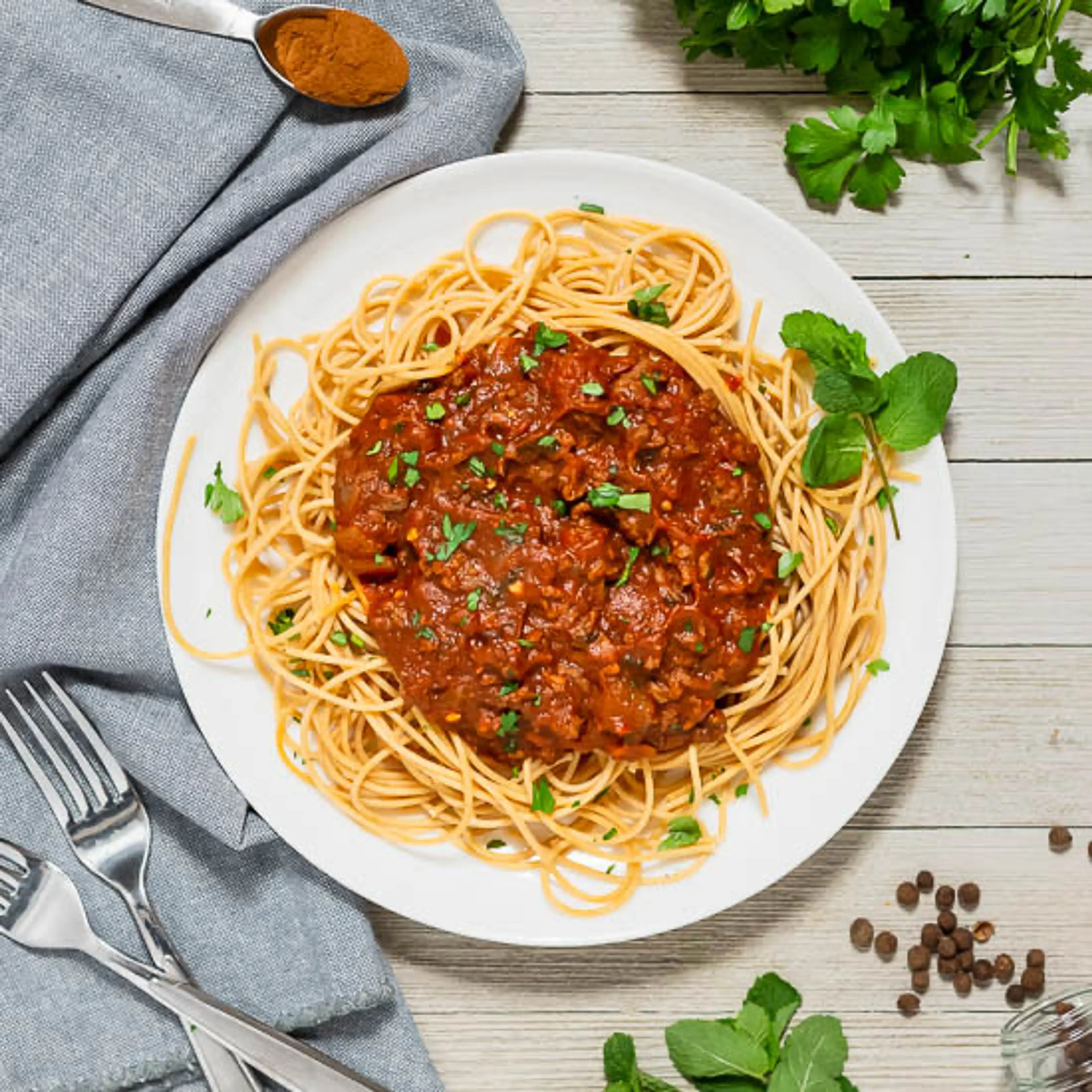 Greek Meat Sauce with Spaghetti