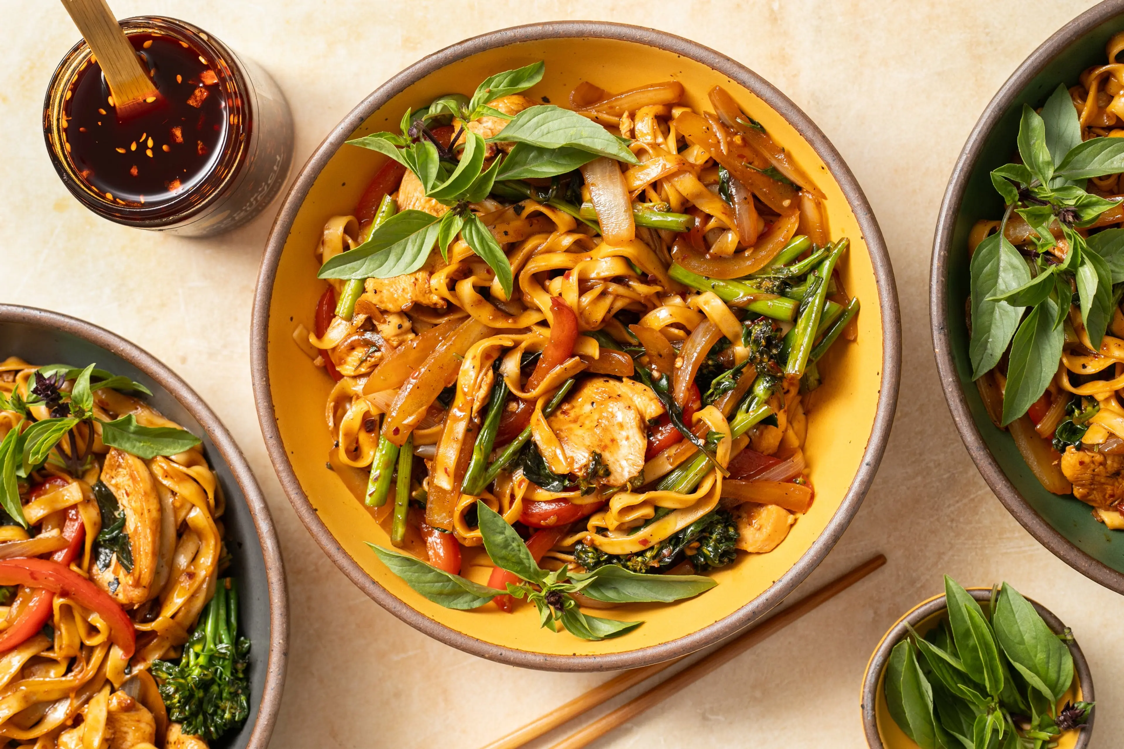 Sweet & Spicy Basil Noodles