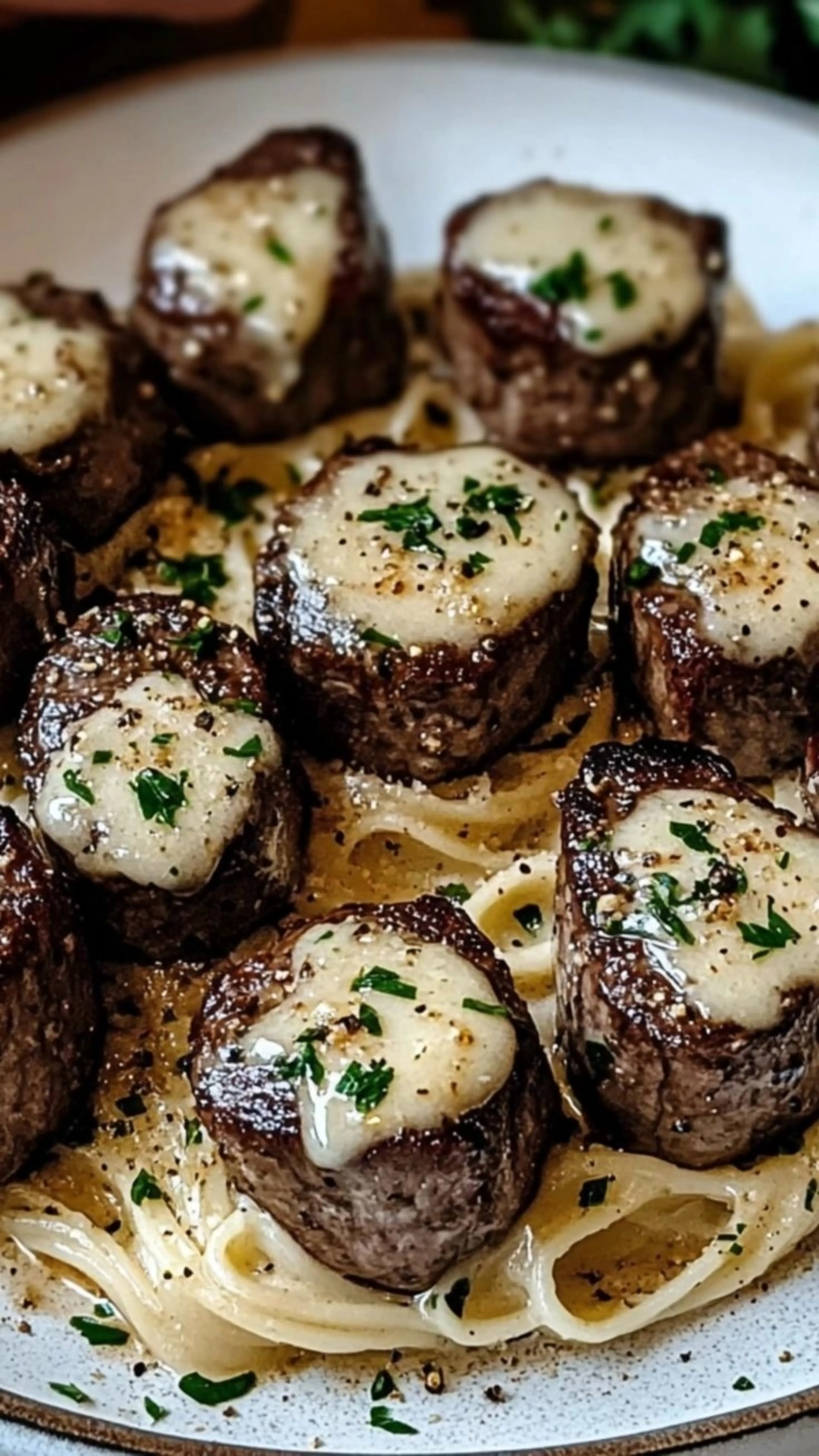 Garlic Butter Steak Bites with Creamy Parmesan Pasta
