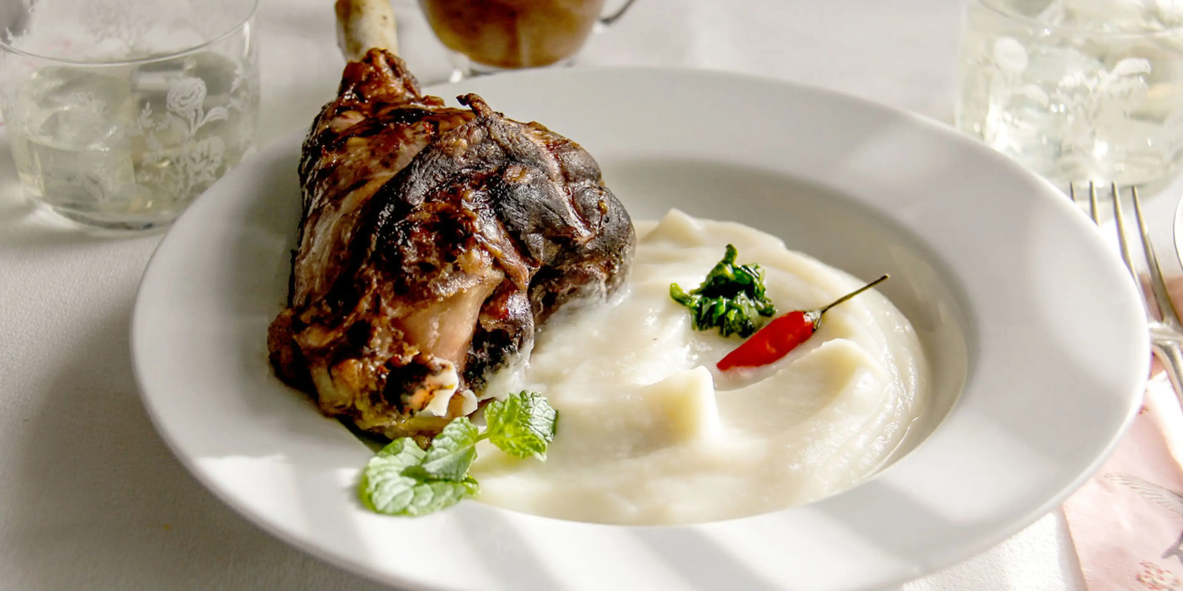 Sous vide lamb shanks with Sicilian lemon and mint