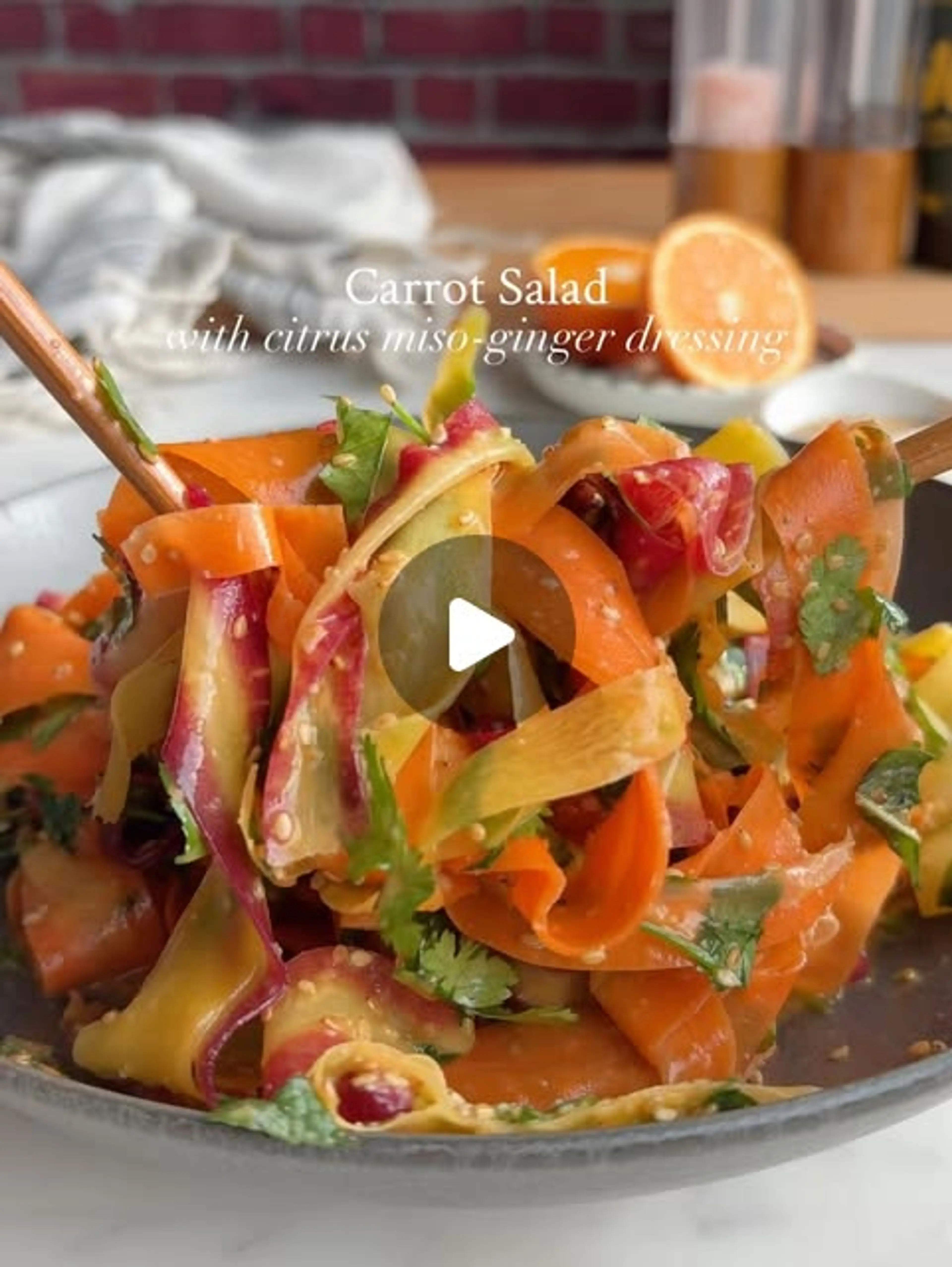 Shaved Carrot Salad with Citrus Miso-ginger Dressing