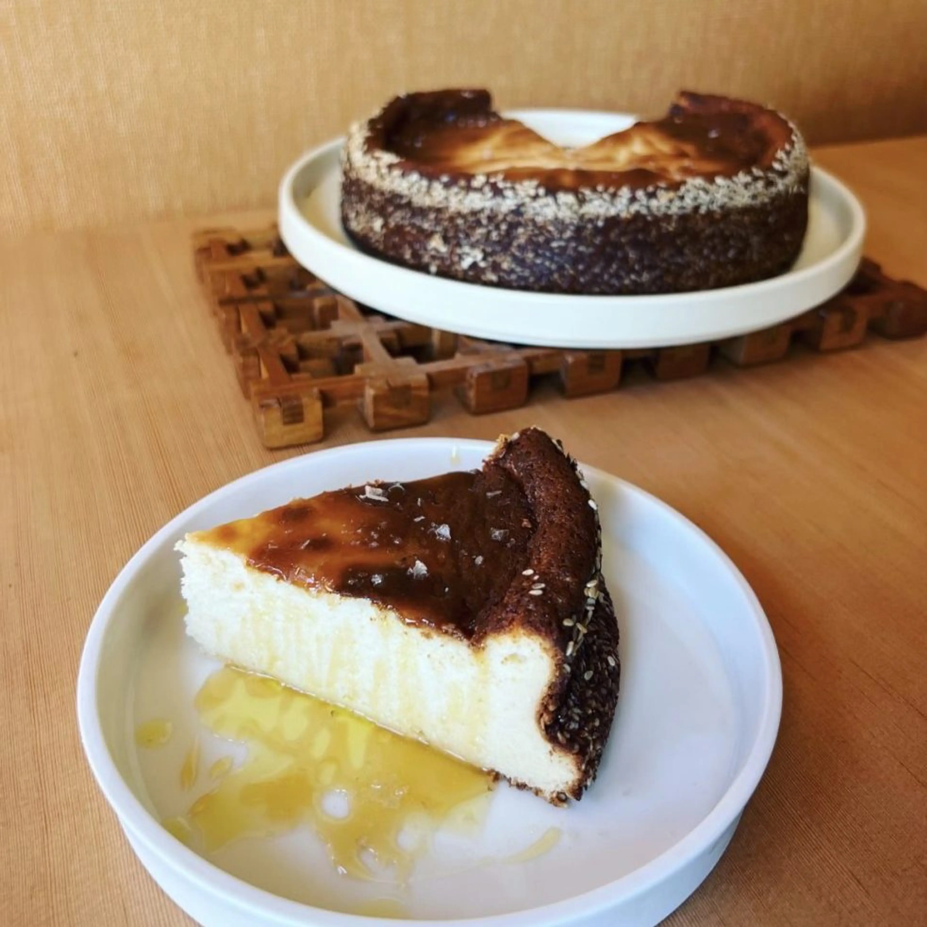 Salty Honey Ricotta Cheesecake