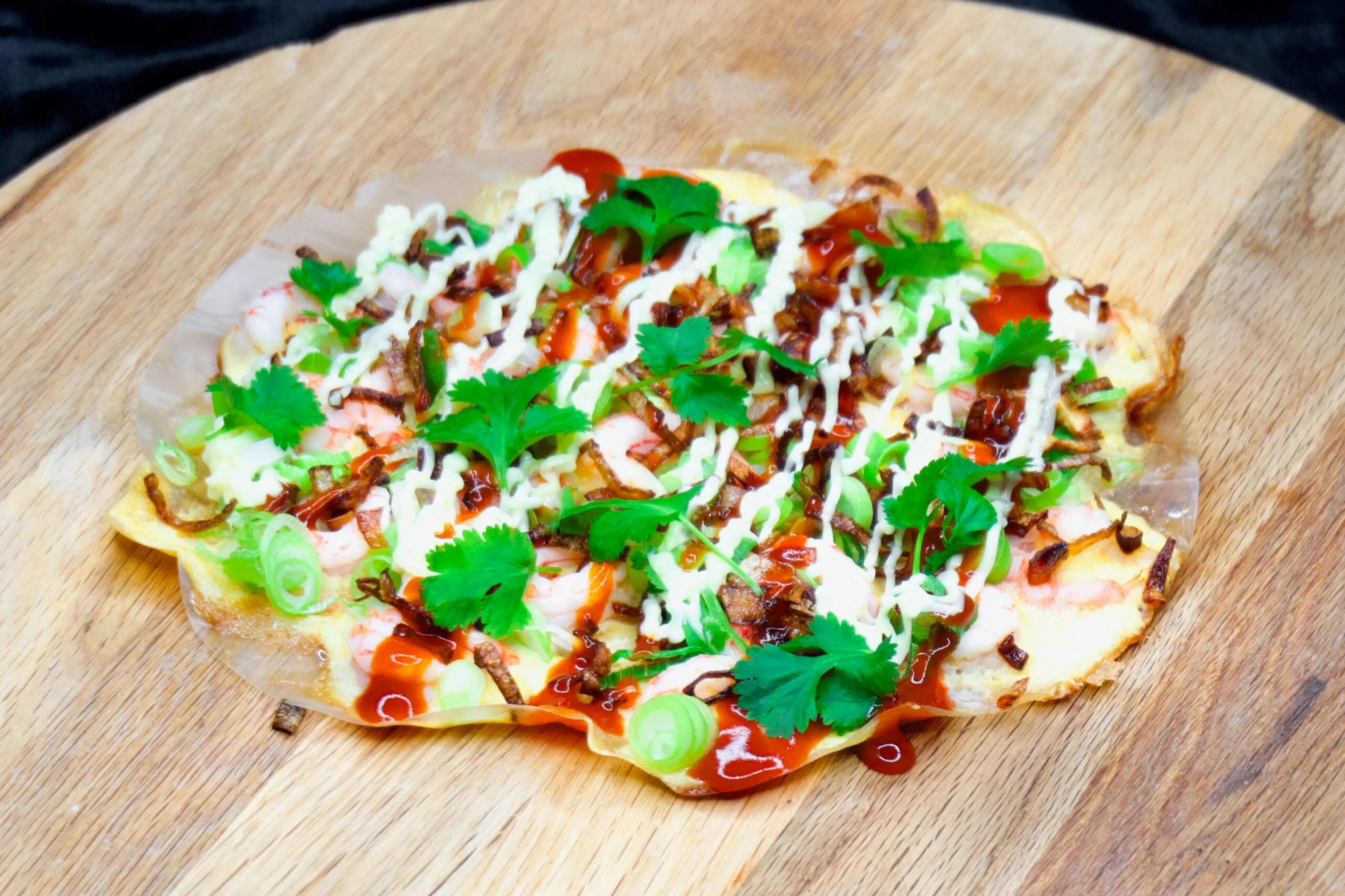 Bánh Tráng Nướng - Vietnamesisk pizza med räkor