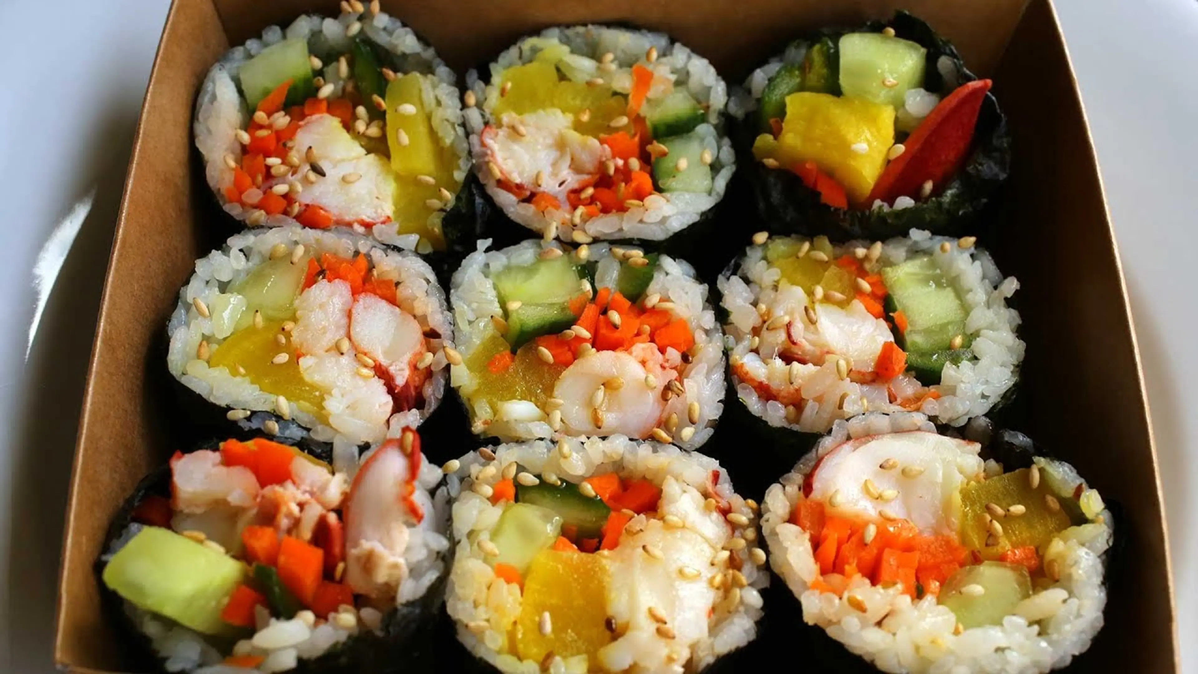Lobster gimbap (seaweed rice rolls)