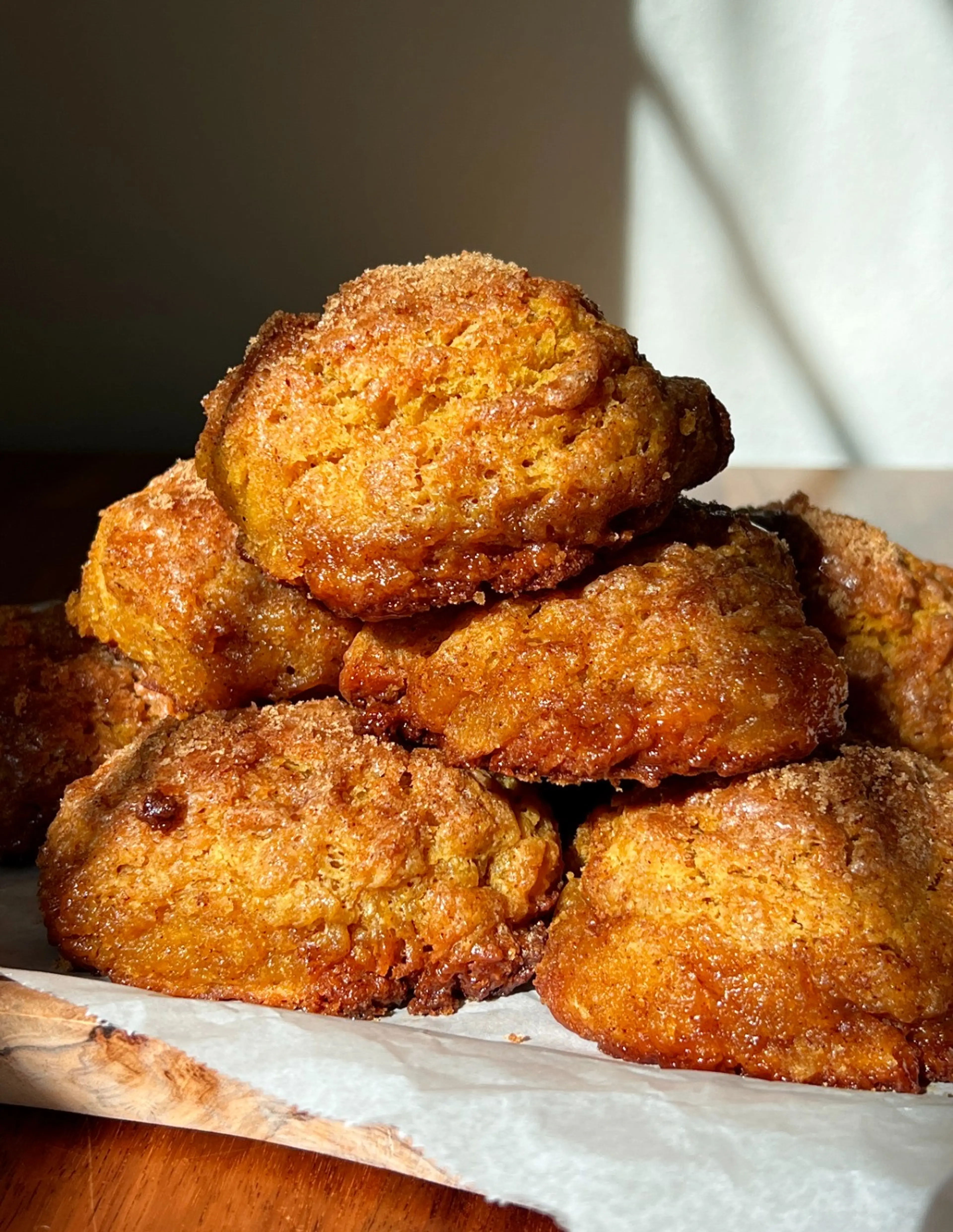 Cinnamon Crunch Pumpkin Cathead Biscuits with Whipped Maple