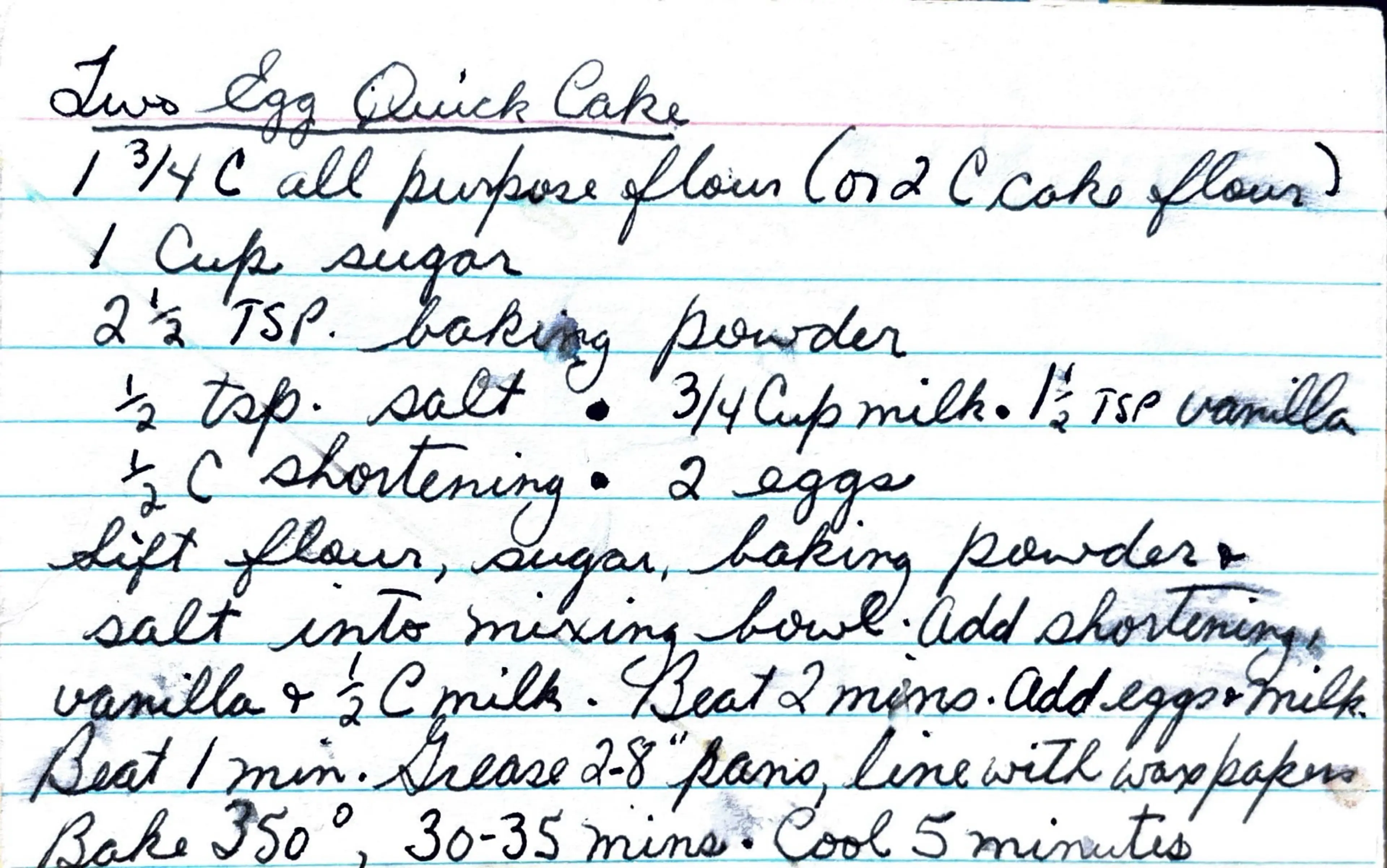 Two Egg Quick Cake